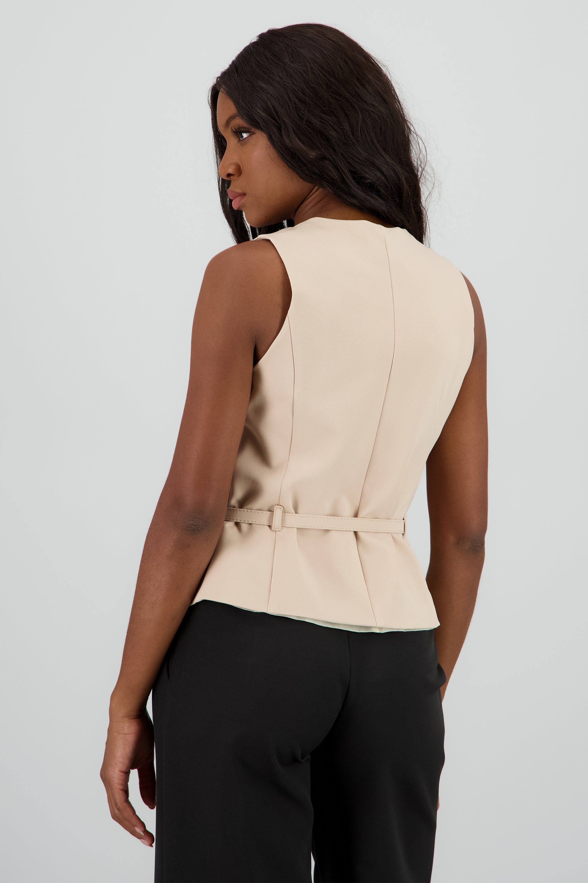 Chaleco cuello v cinturon KHAKI