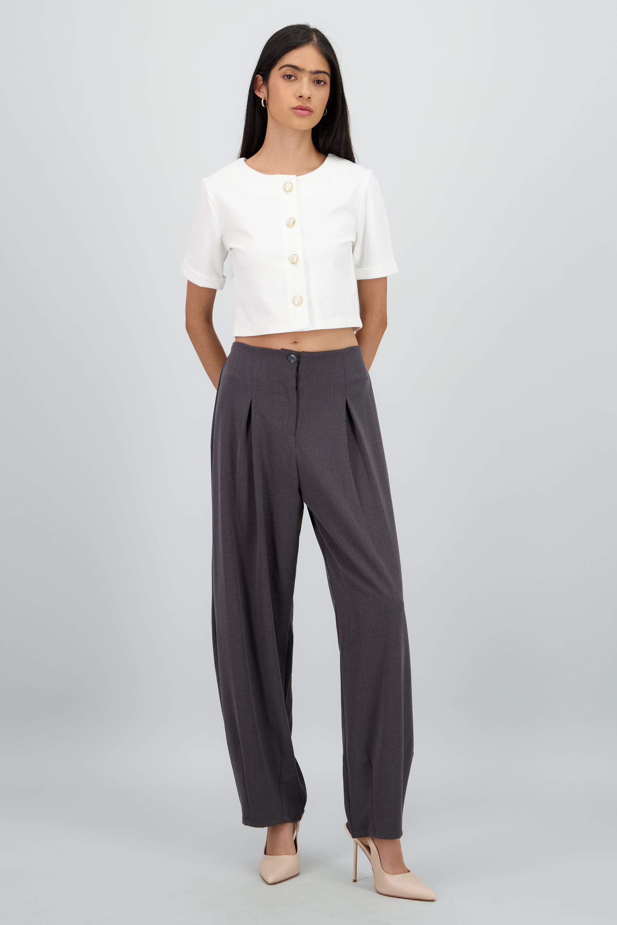 Pantalon pinzas GRIS
