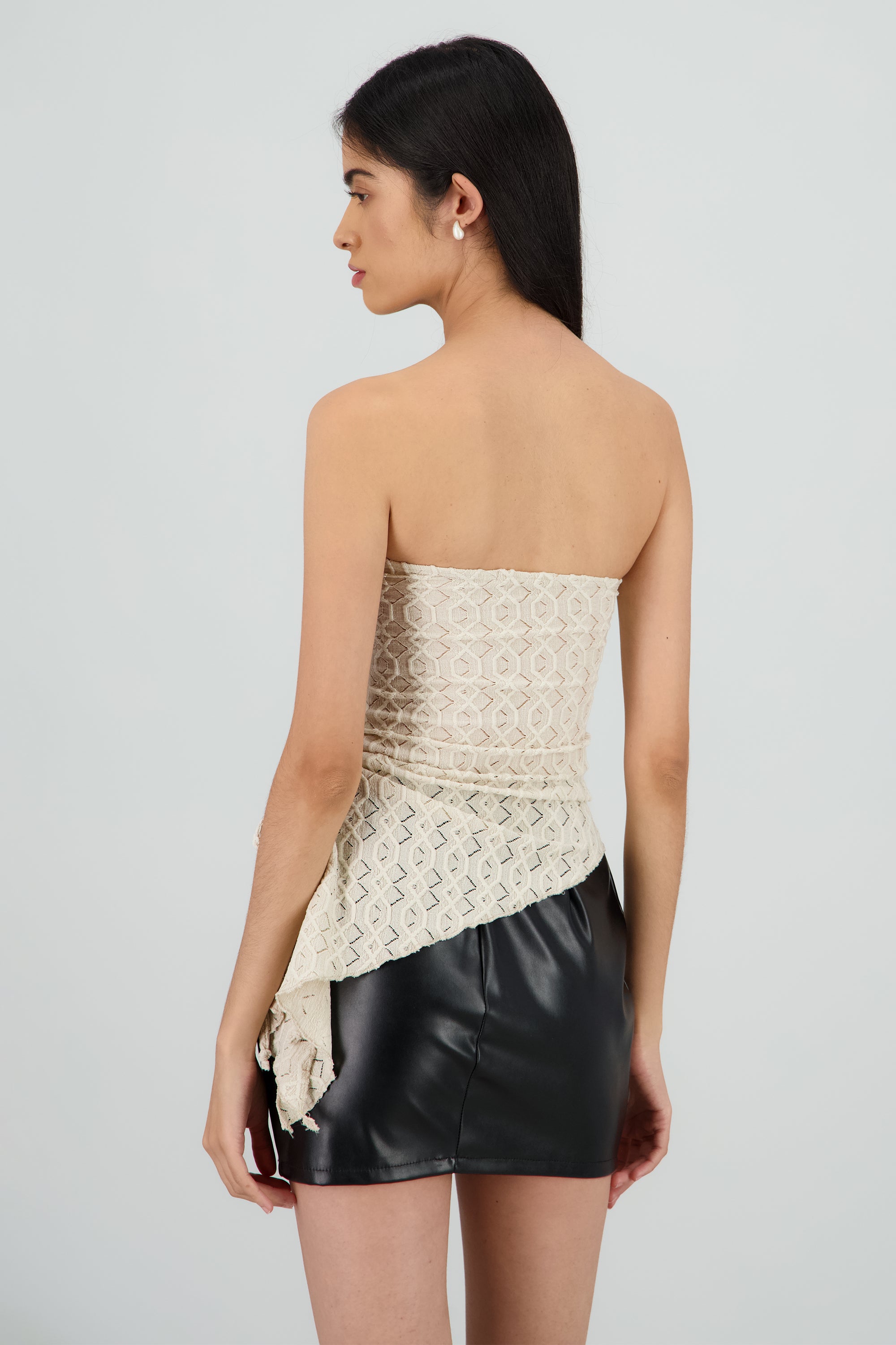 Top tubo abertura al costado textura BEIGE