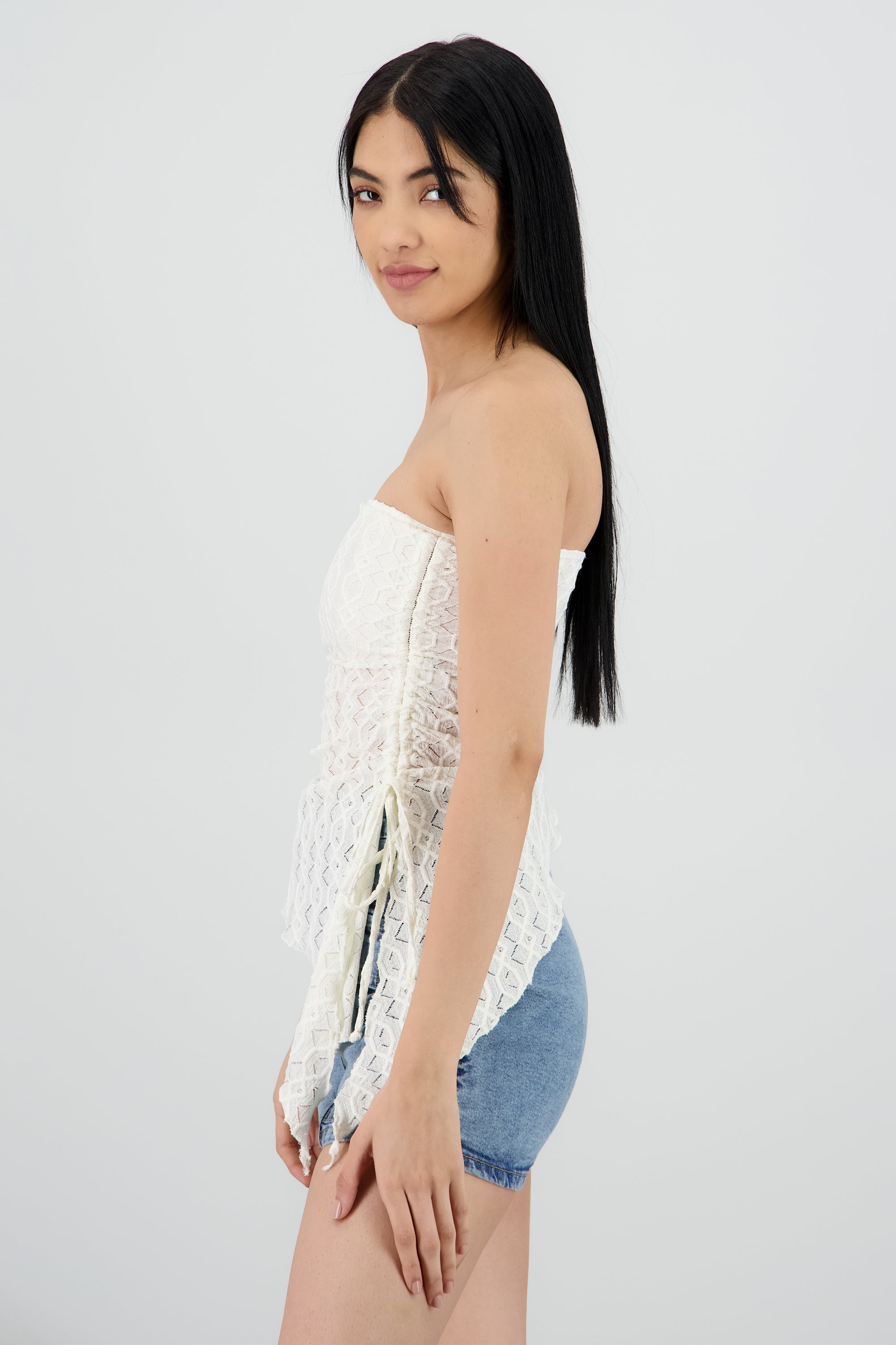 Top tubo abertura al costado textura HUESO