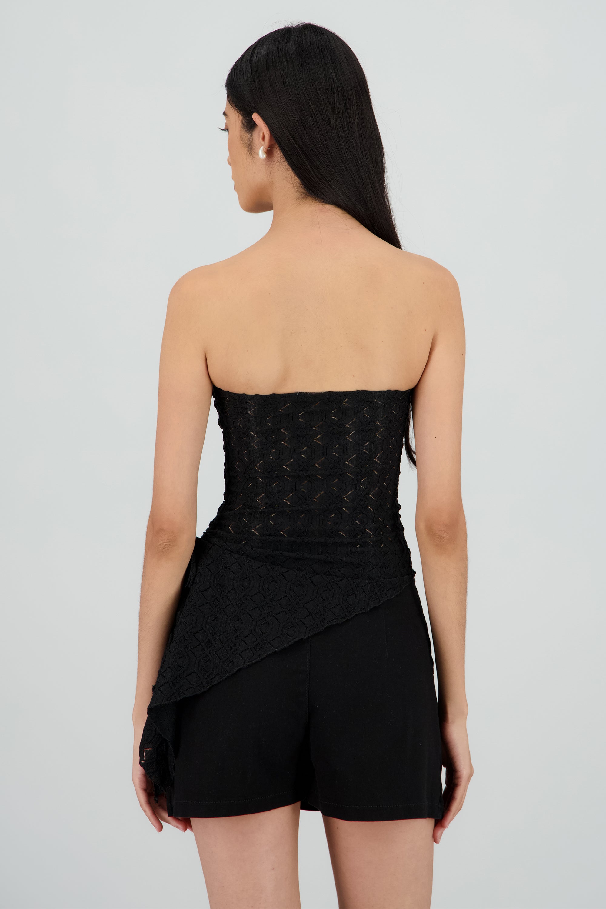 Top tubo abertura al costado textura NEGRO