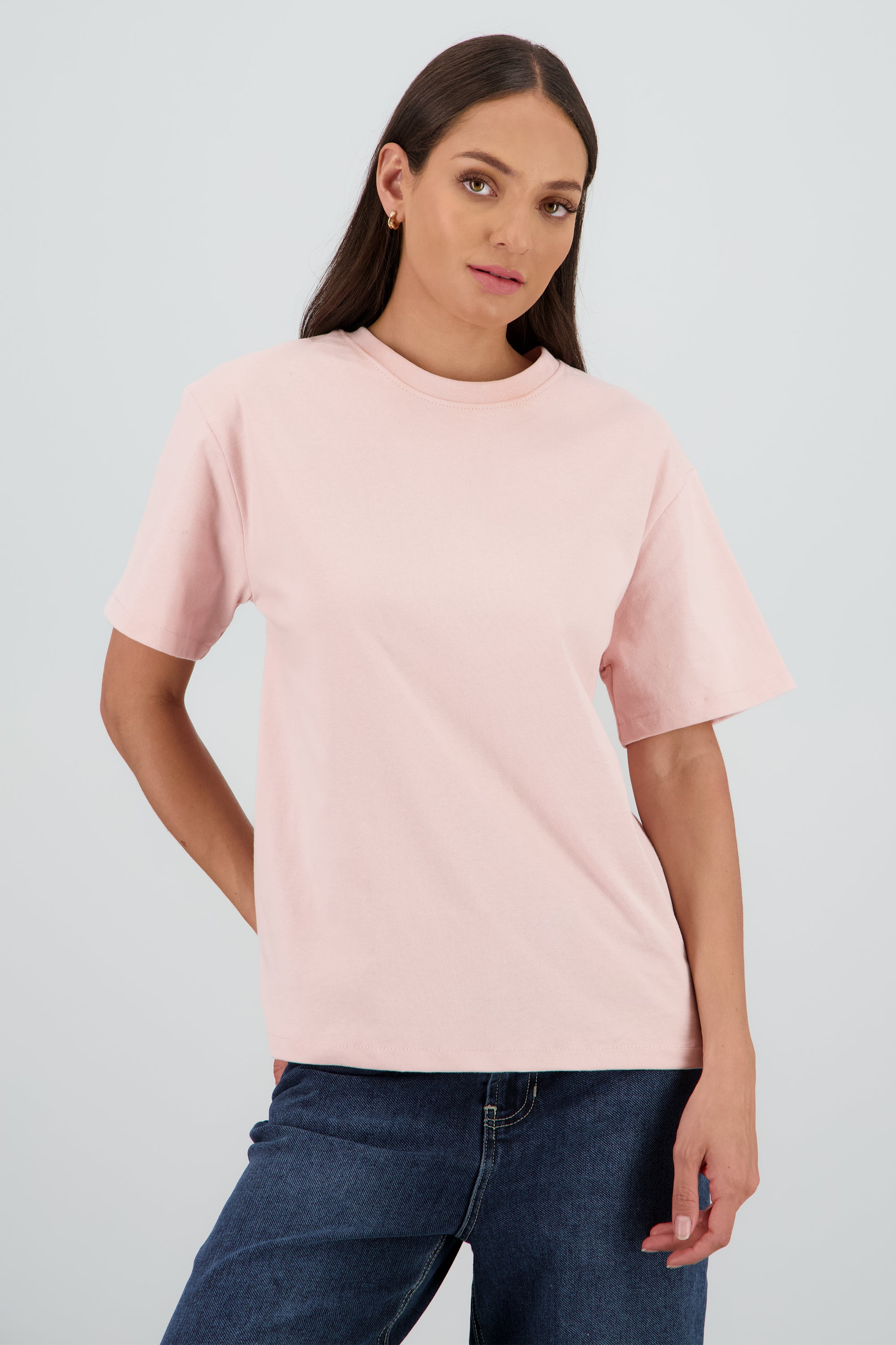 Playera oversize manga corta cuello redondo ROSA PASTEL