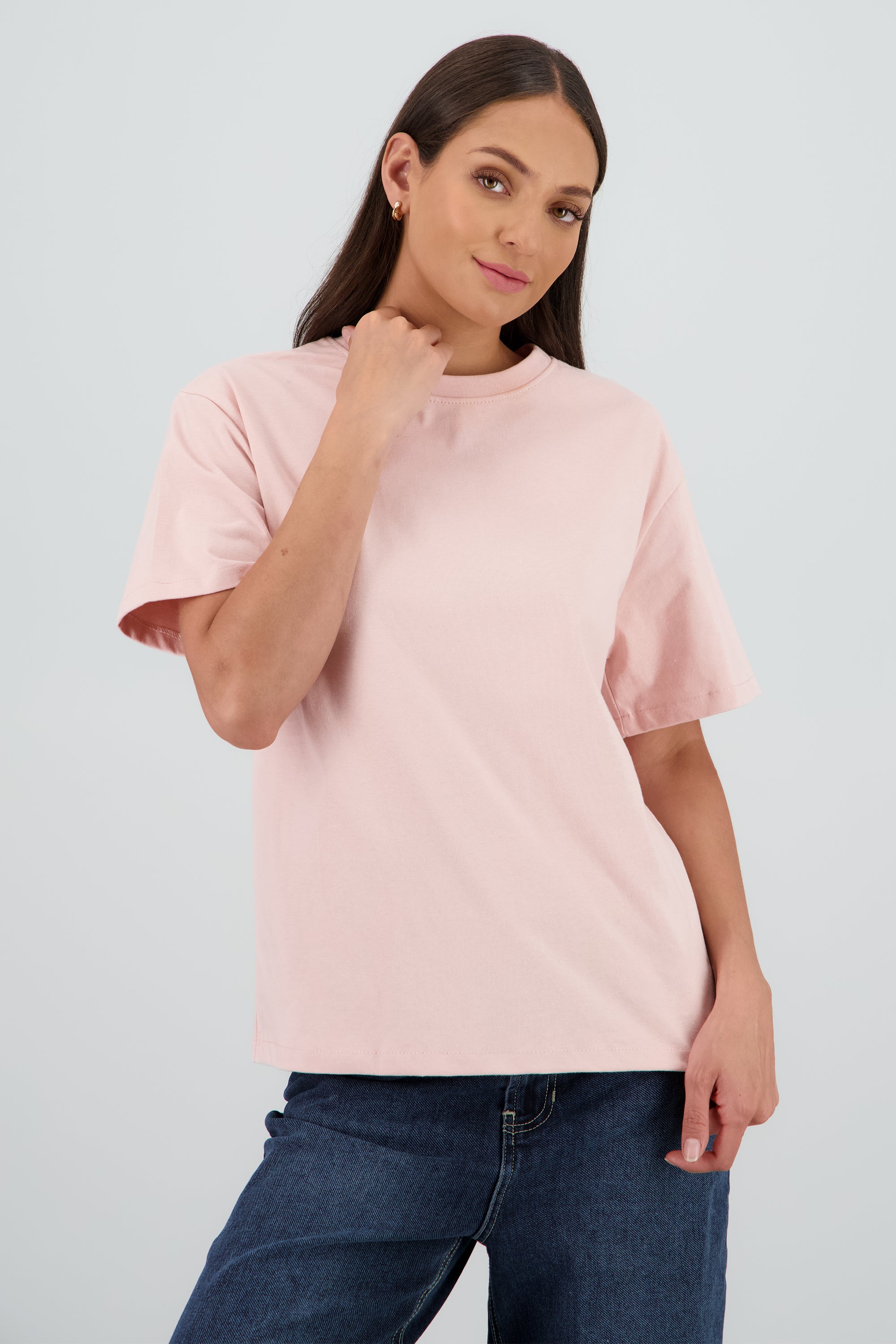 Playera oversize manga corta cuello redondo ROSA PASTEL