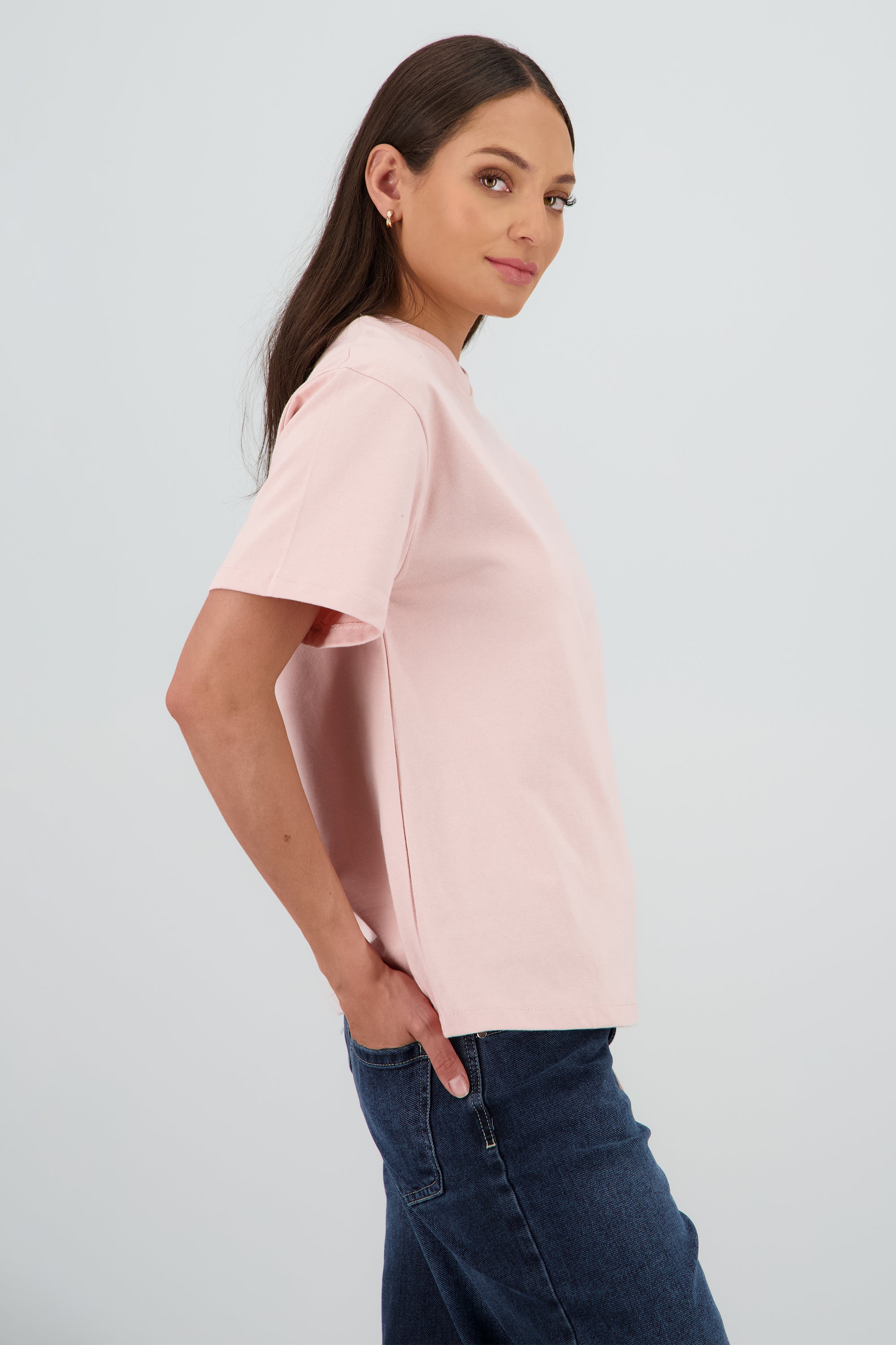 Playera oversize manga corta cuello redondo ROSA PASTEL