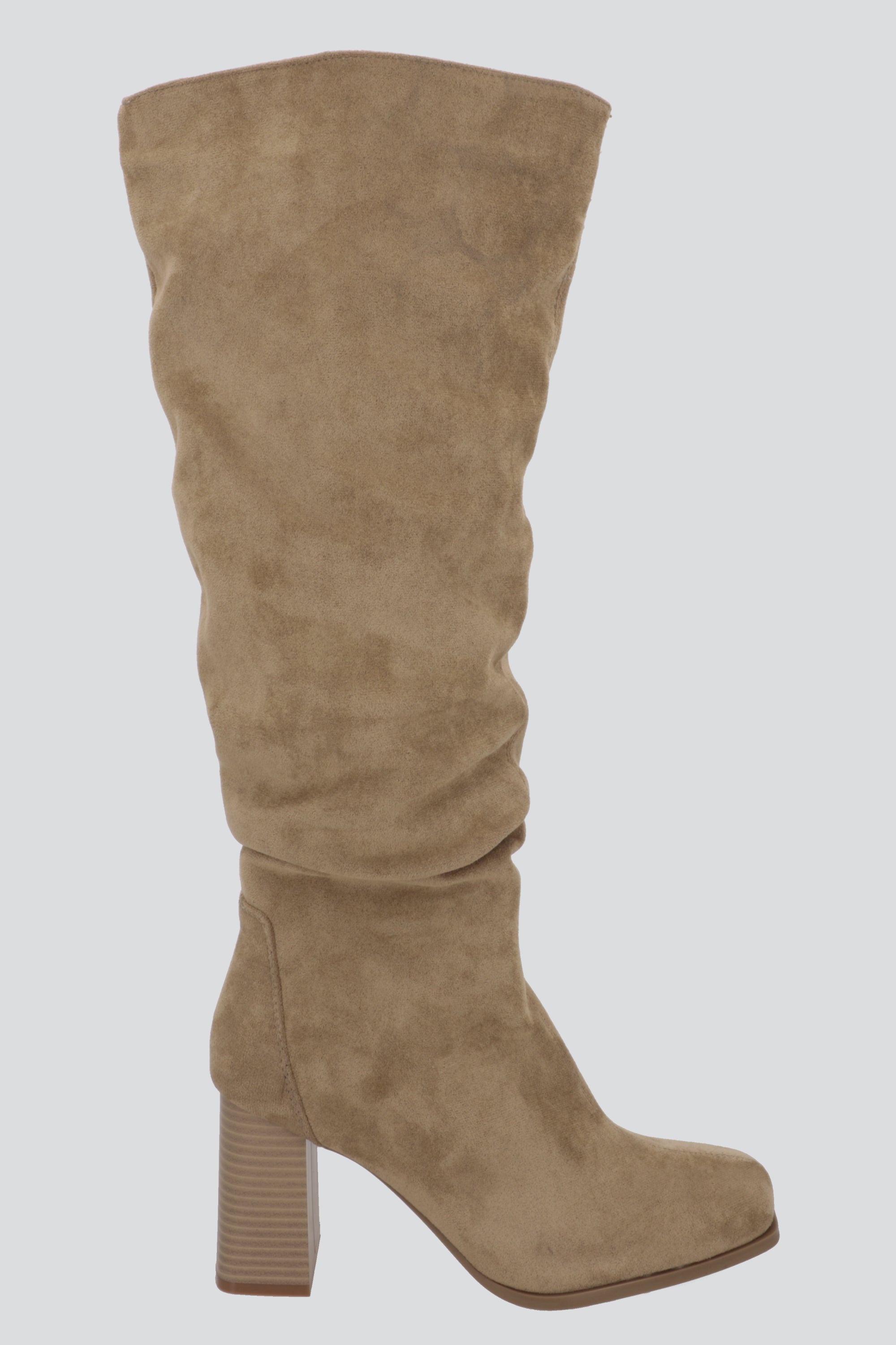 Bota alta slouchy suede BEIGE