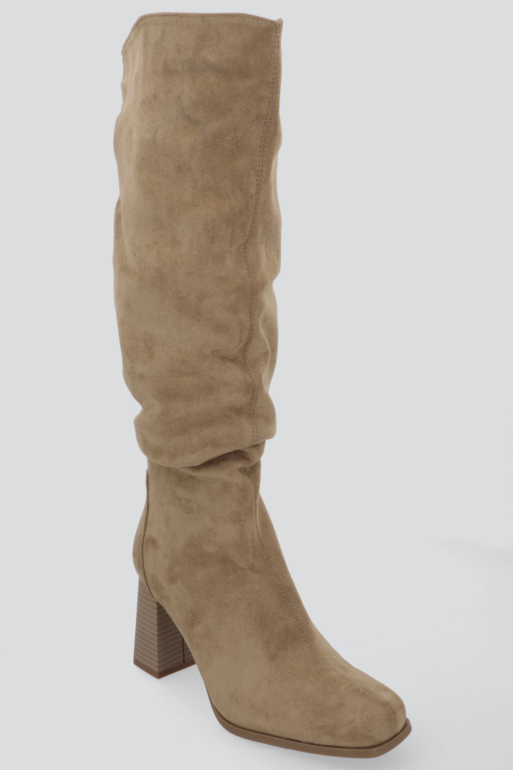 Bota alta slouchy suede BEIGE