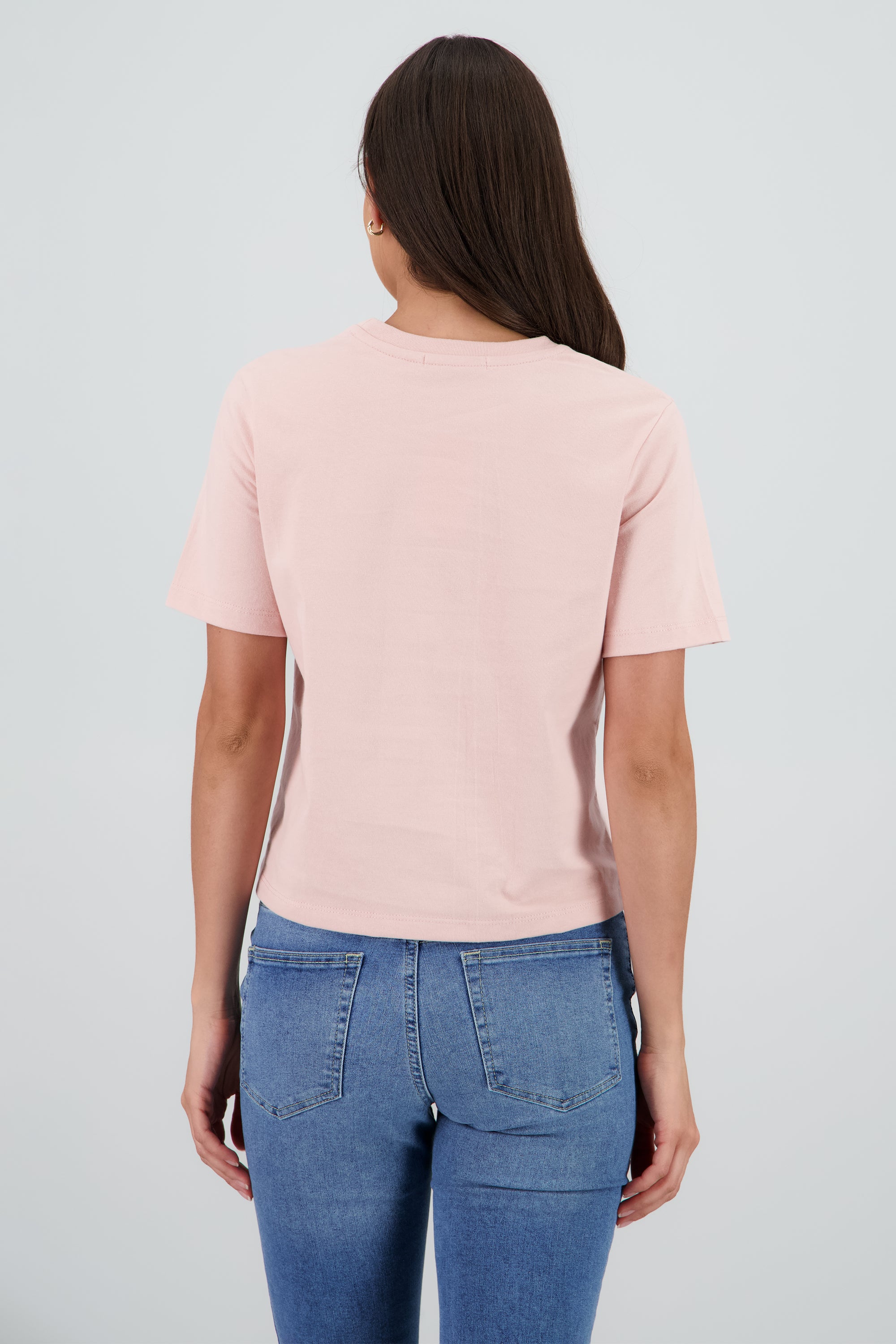 Playera manga corta cuello redondo lisa ROSA PASTEL