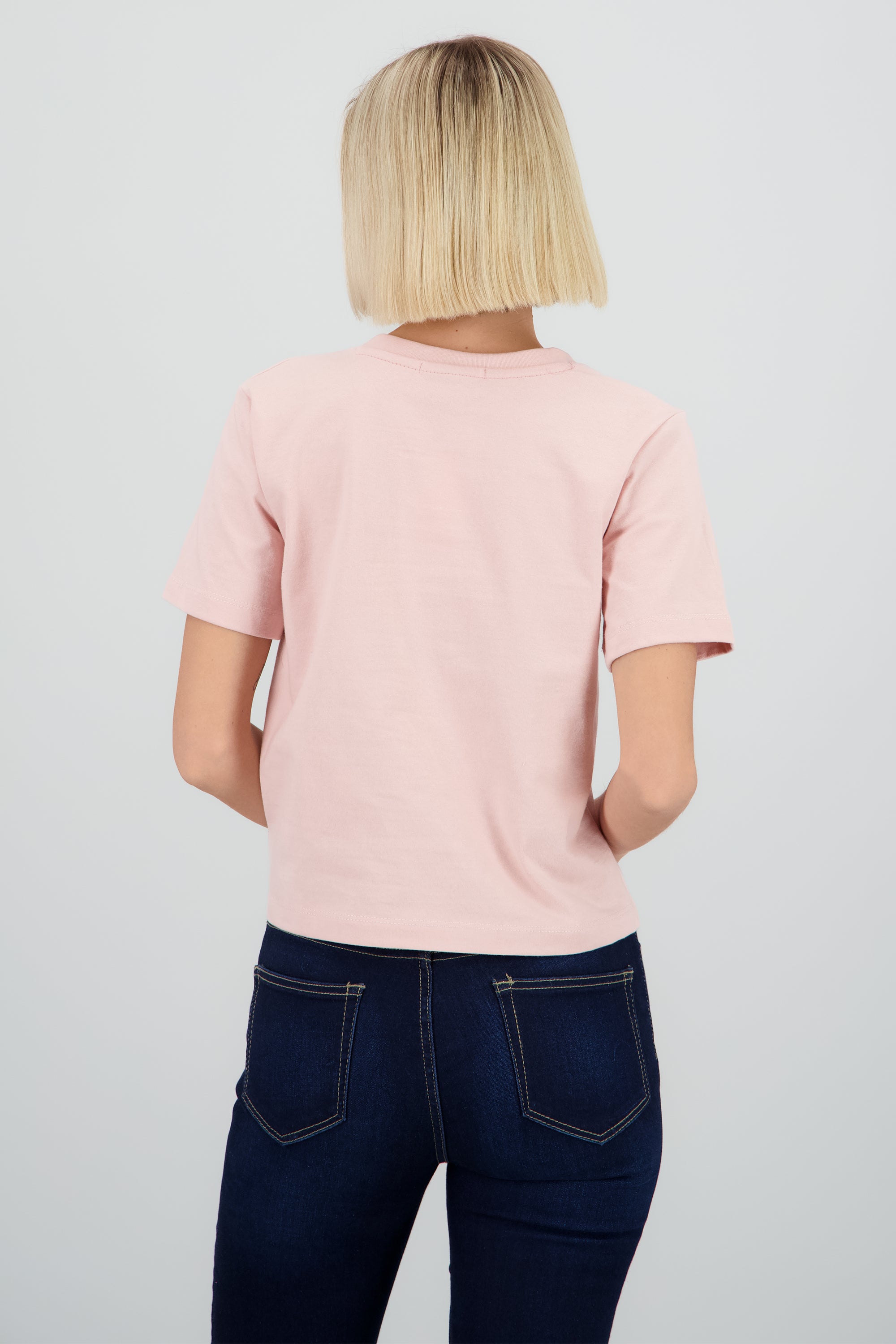 Playera cuello v manga corta lisa ROSA PASTEL