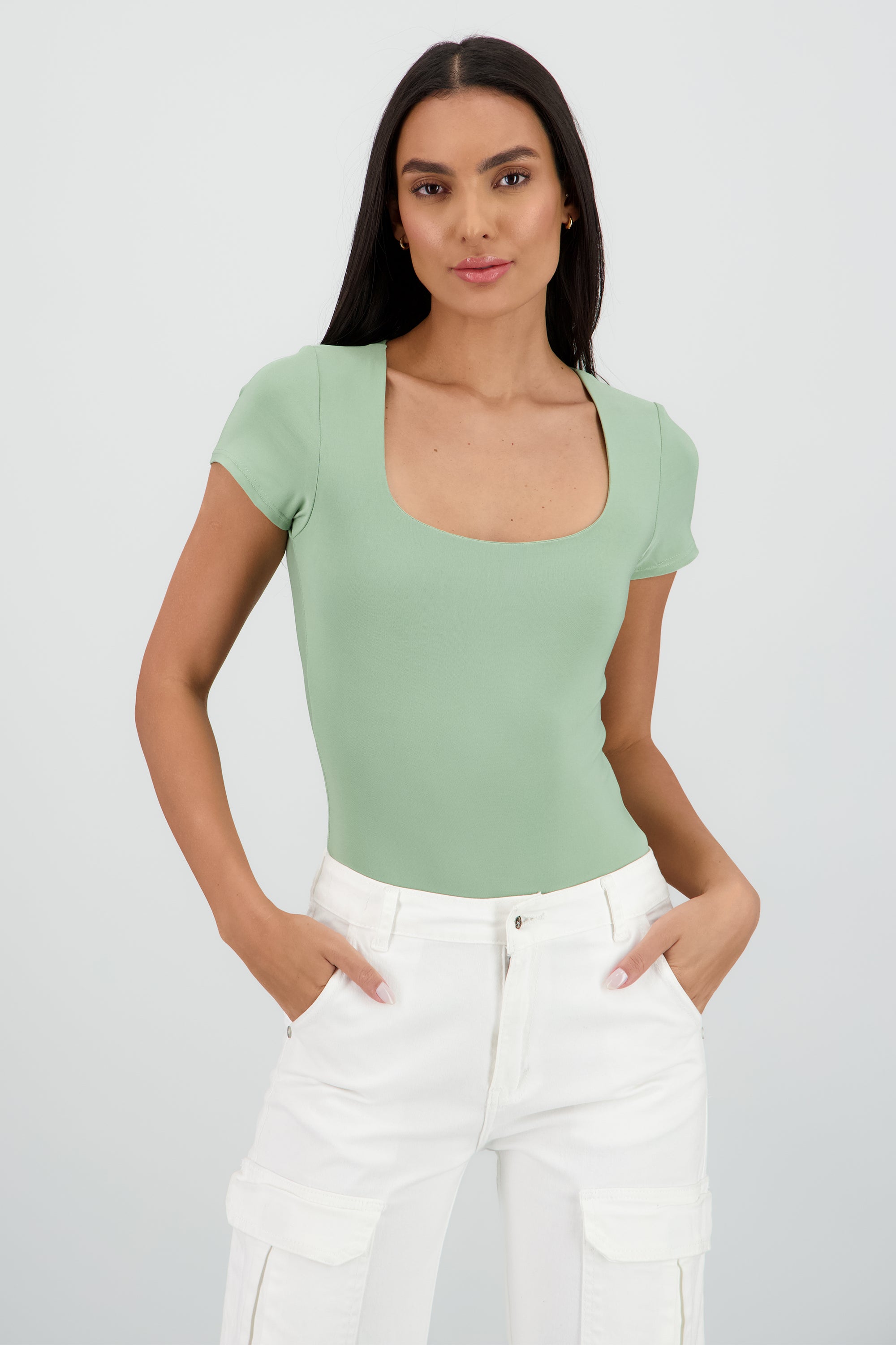 Body manga corta escote cuadrado SAGE