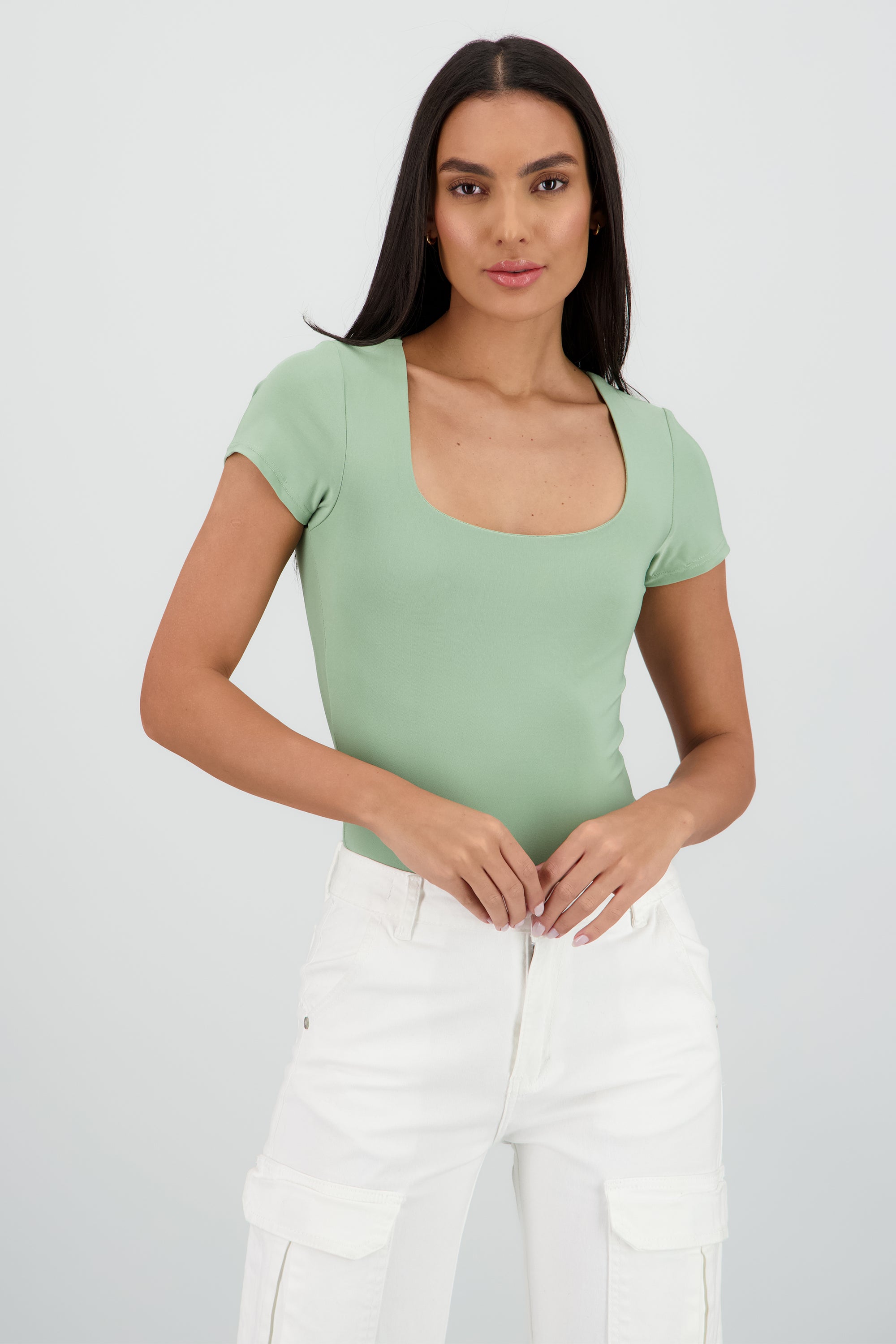 Body manga corta escote cuadrado SAGE
