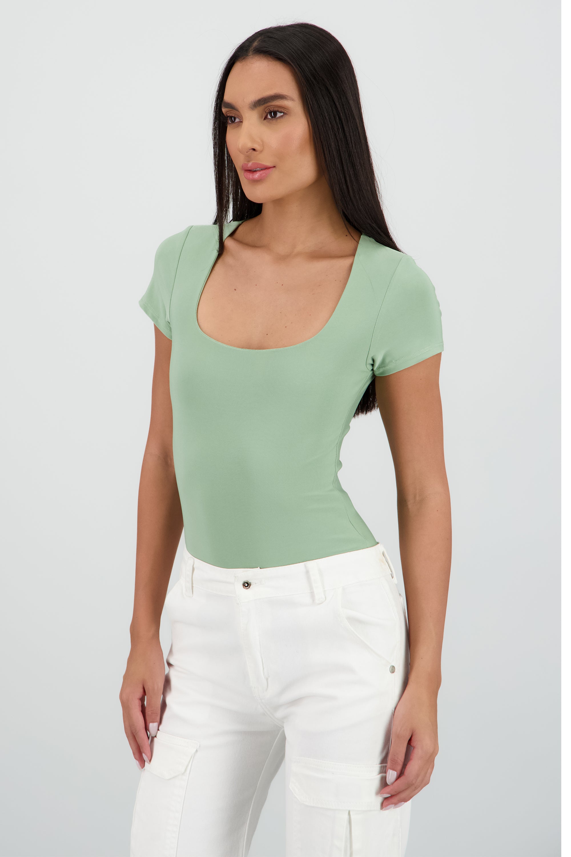 Body manga corta escote cuadrado SAGE