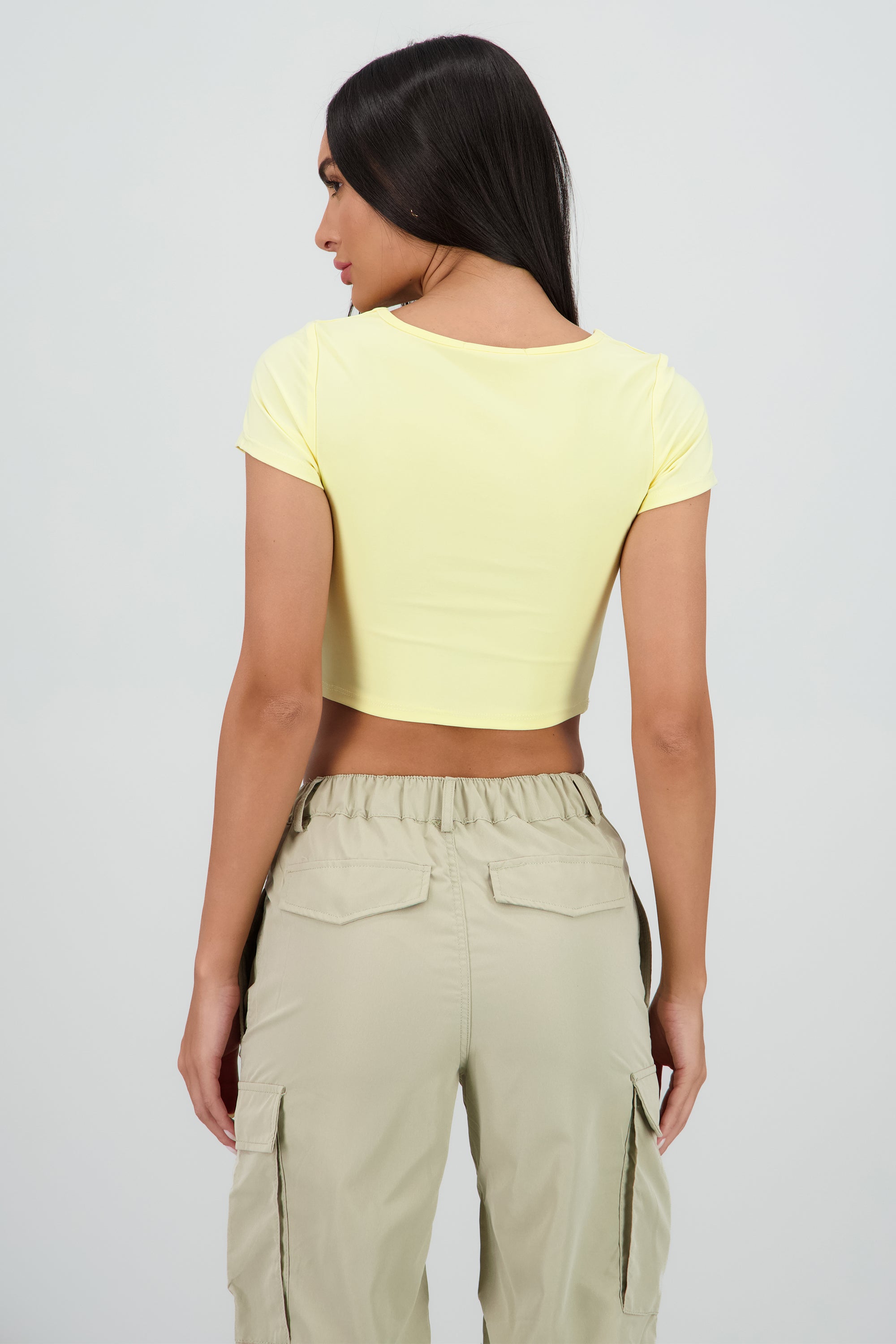 Top manga corta escote cuadrado AMARILLO PASTEL