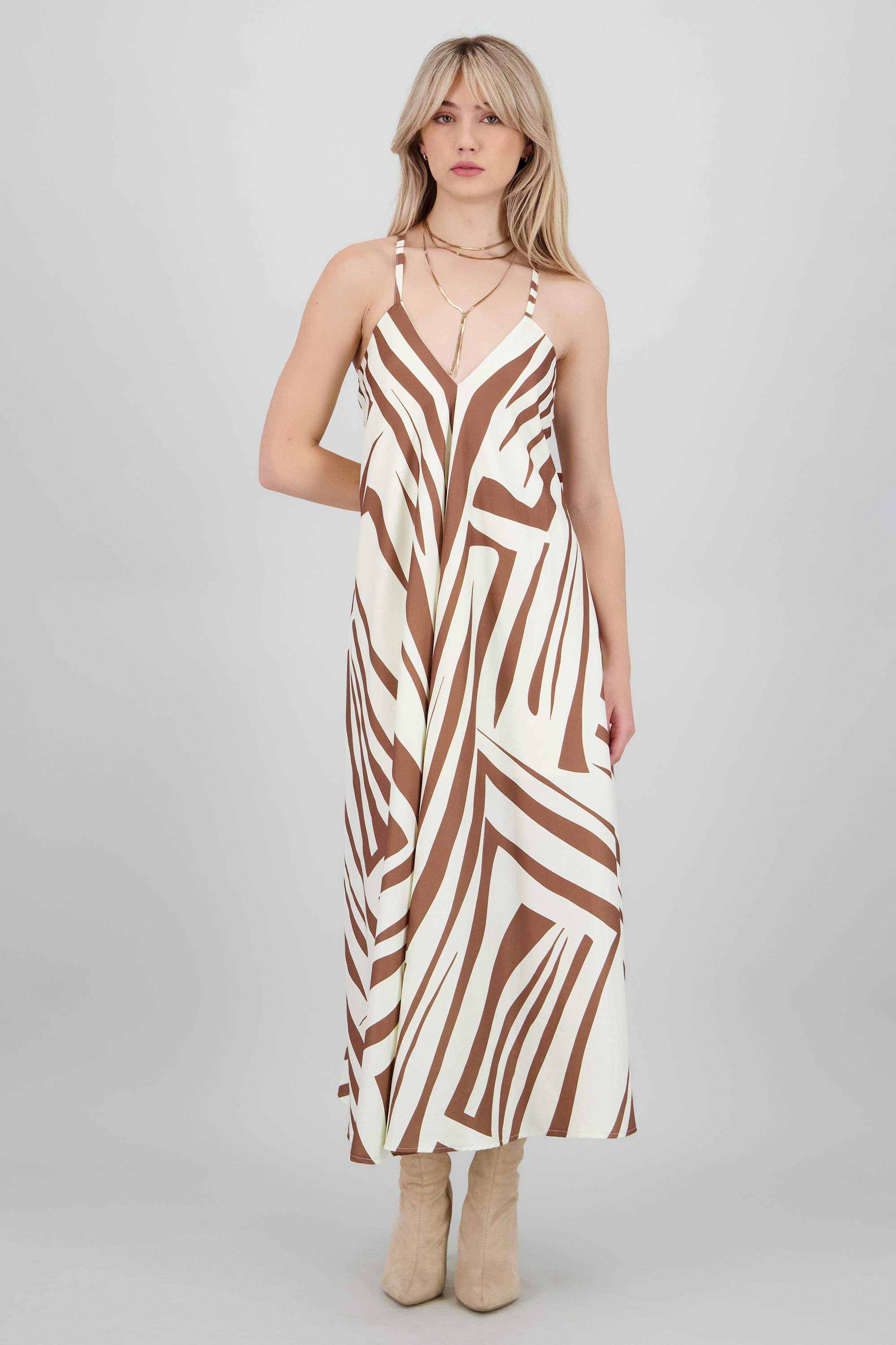 Vestido escote v estampado CAFE COMBO