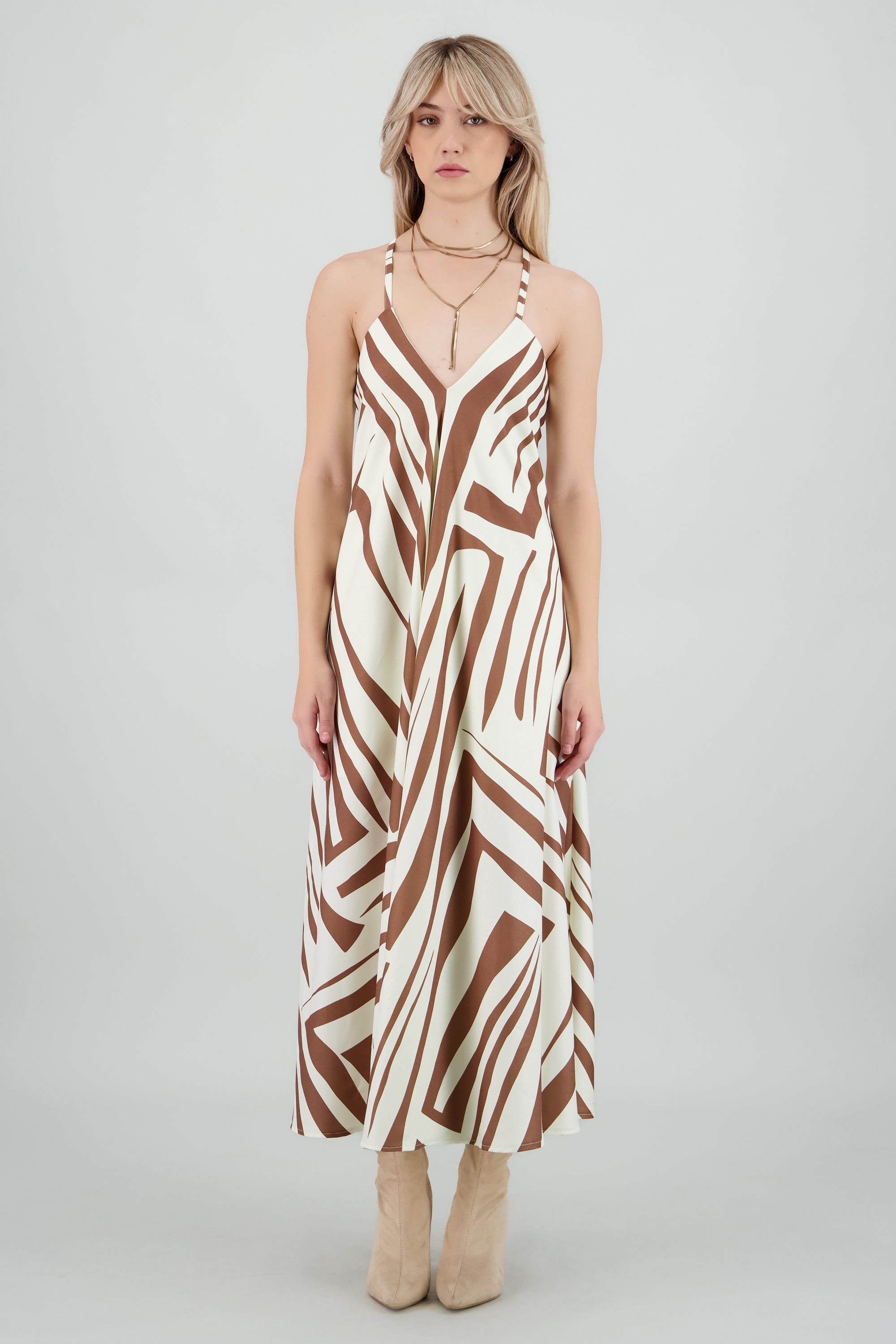 Vestido escote v estampado CAFE COMBO