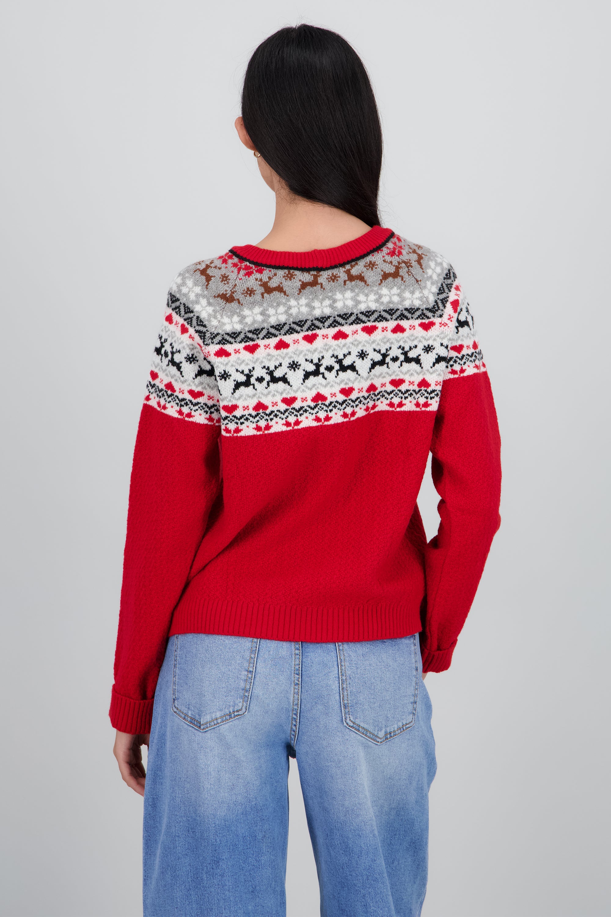 Sueter navideño grecas corazones ROJO