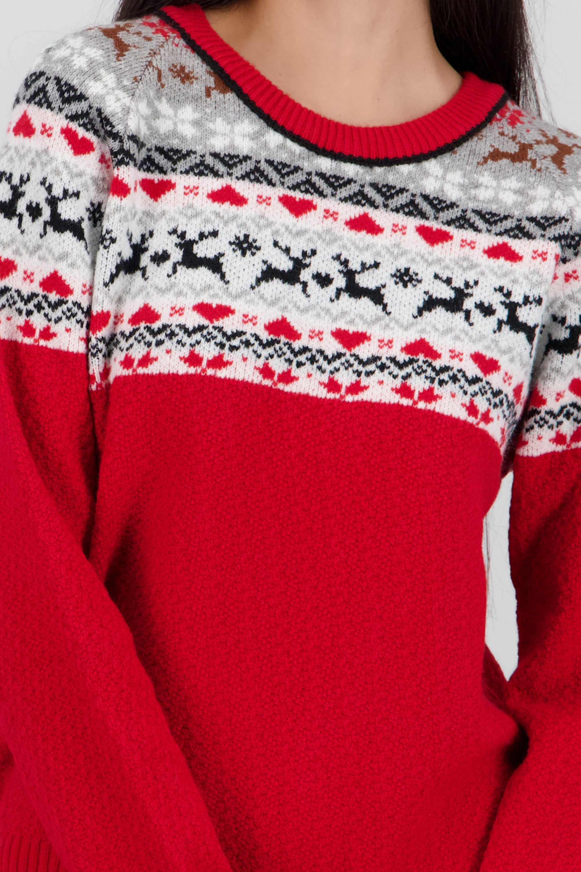 Sueter navideño grecas corazones ROJO
