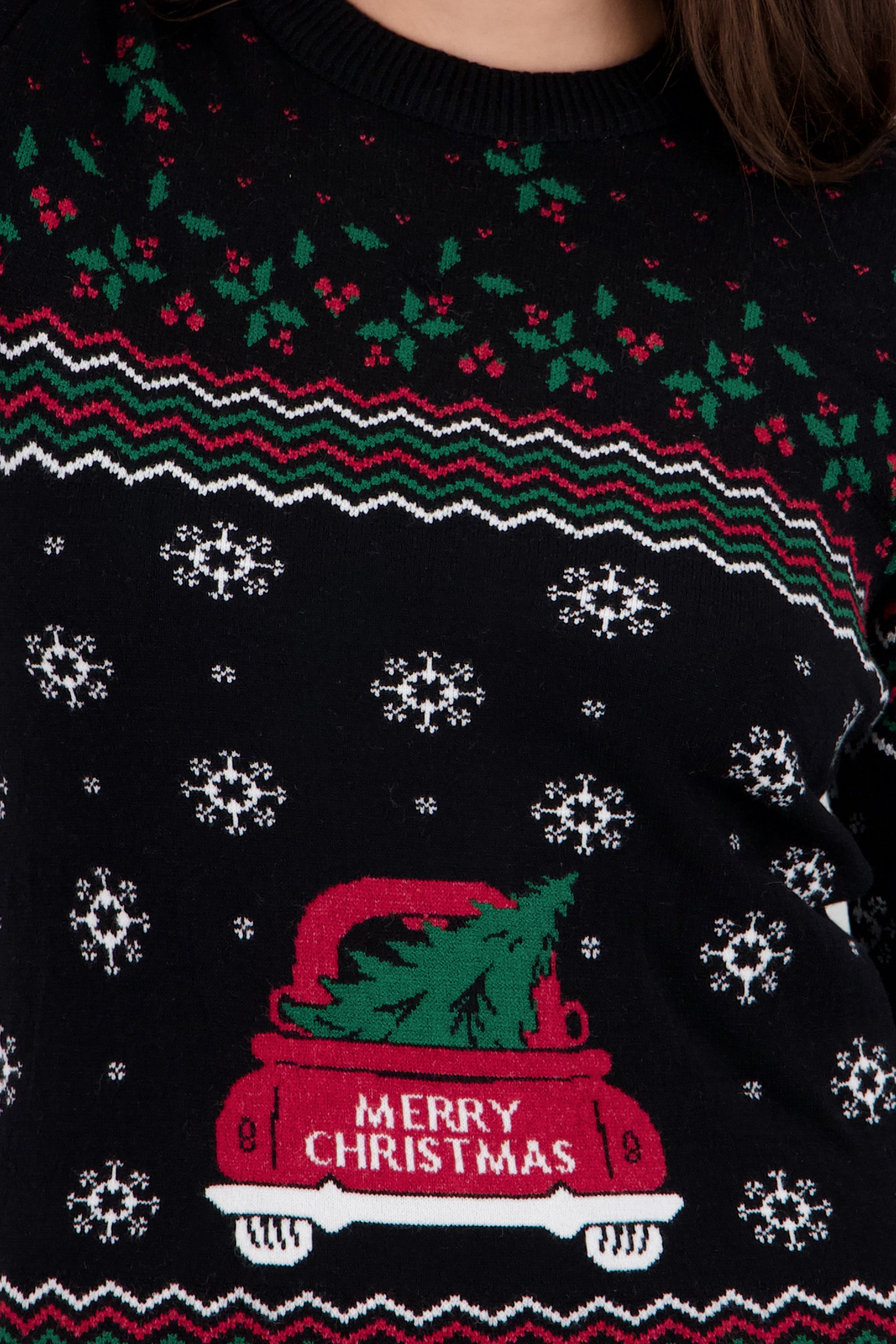 Sueter navideño camioneta arbol NEGRO