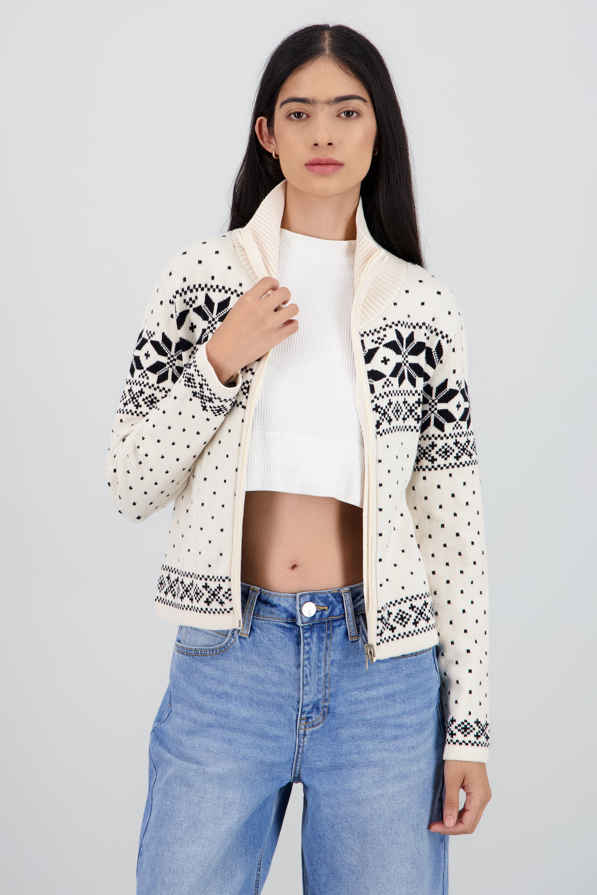 Sueter Grecas detalle cierre BLANCO COMBO