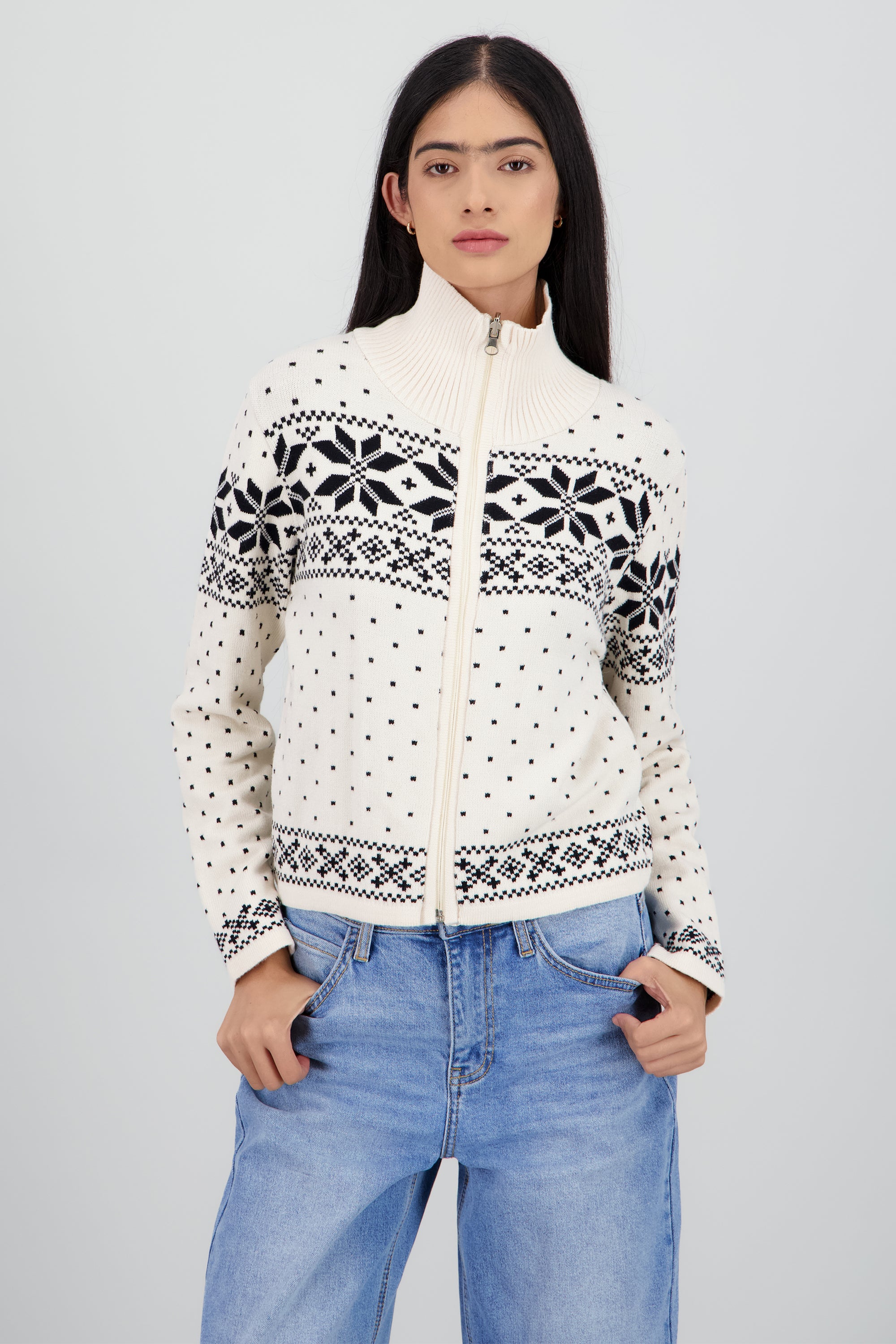 Sueter Grecas detalle cierre BLANCO COMBO