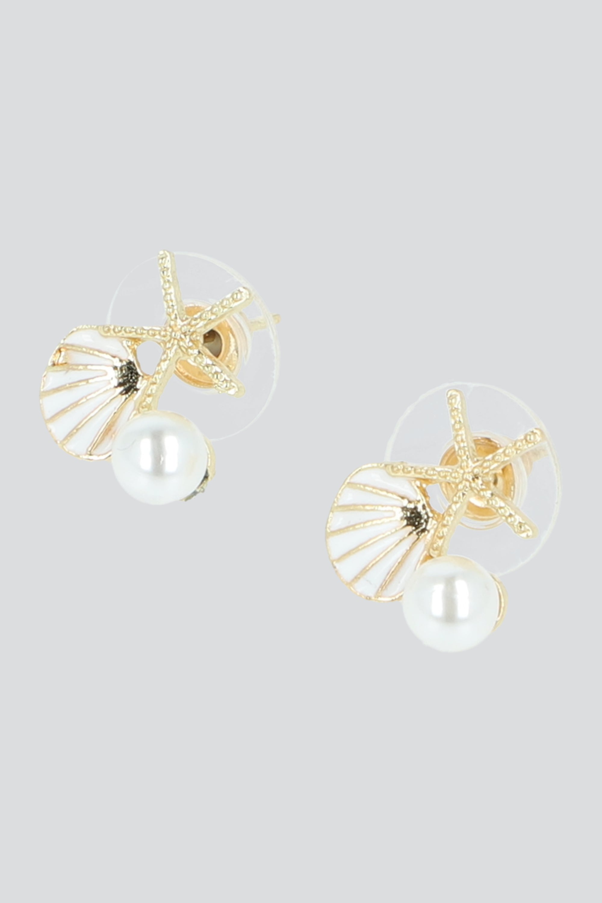 ARETES CONCHA ESTRELLA MAR BLANCO