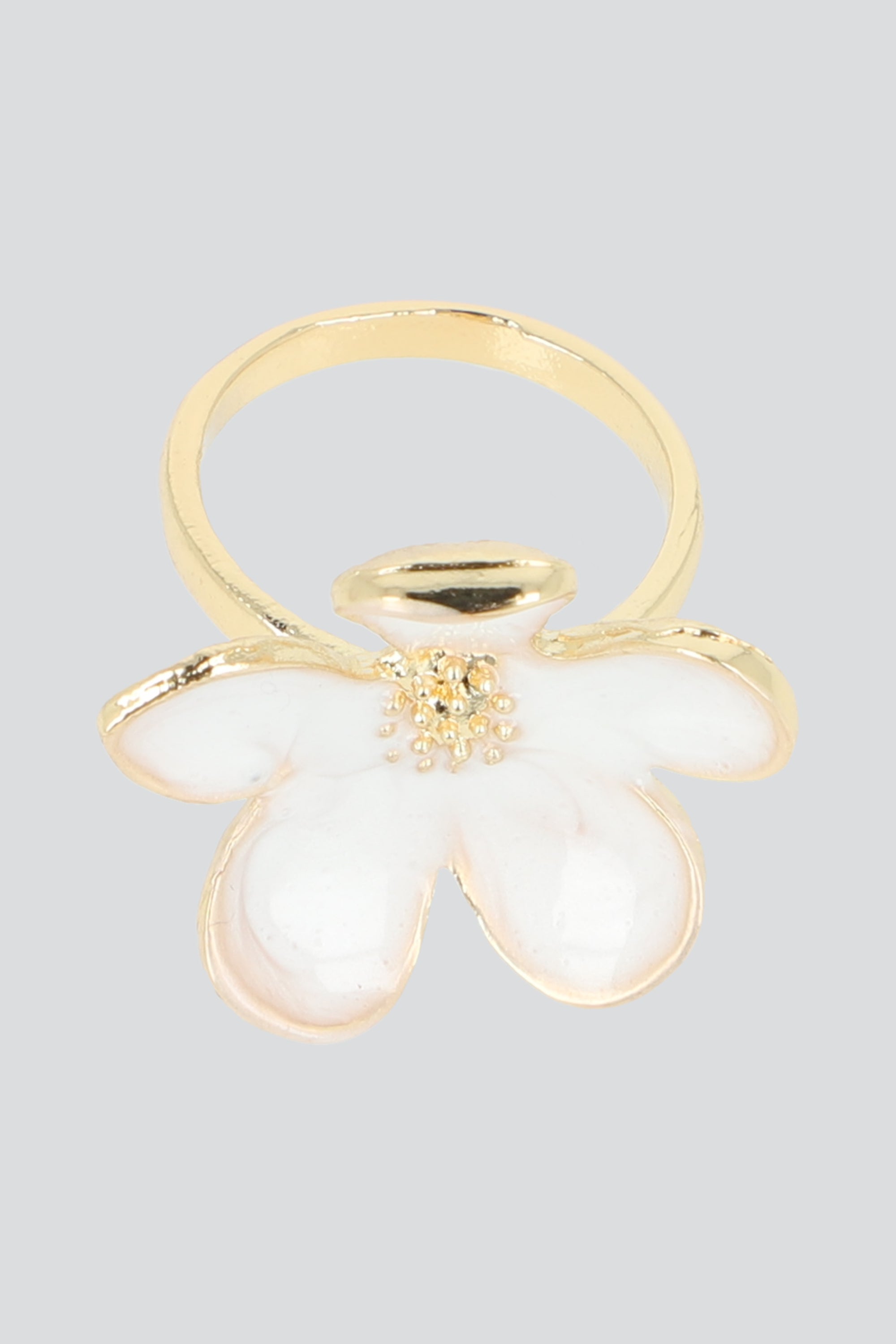 ANILLO FLOR ESMALTE COLOR BLANCO