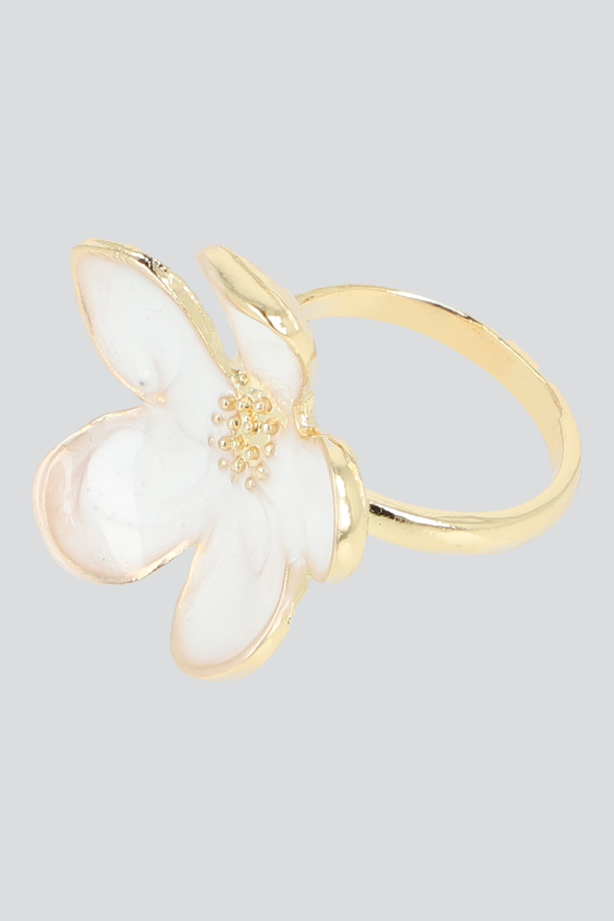 ANILLO FLOR ESMALTE COLOR BLANCO