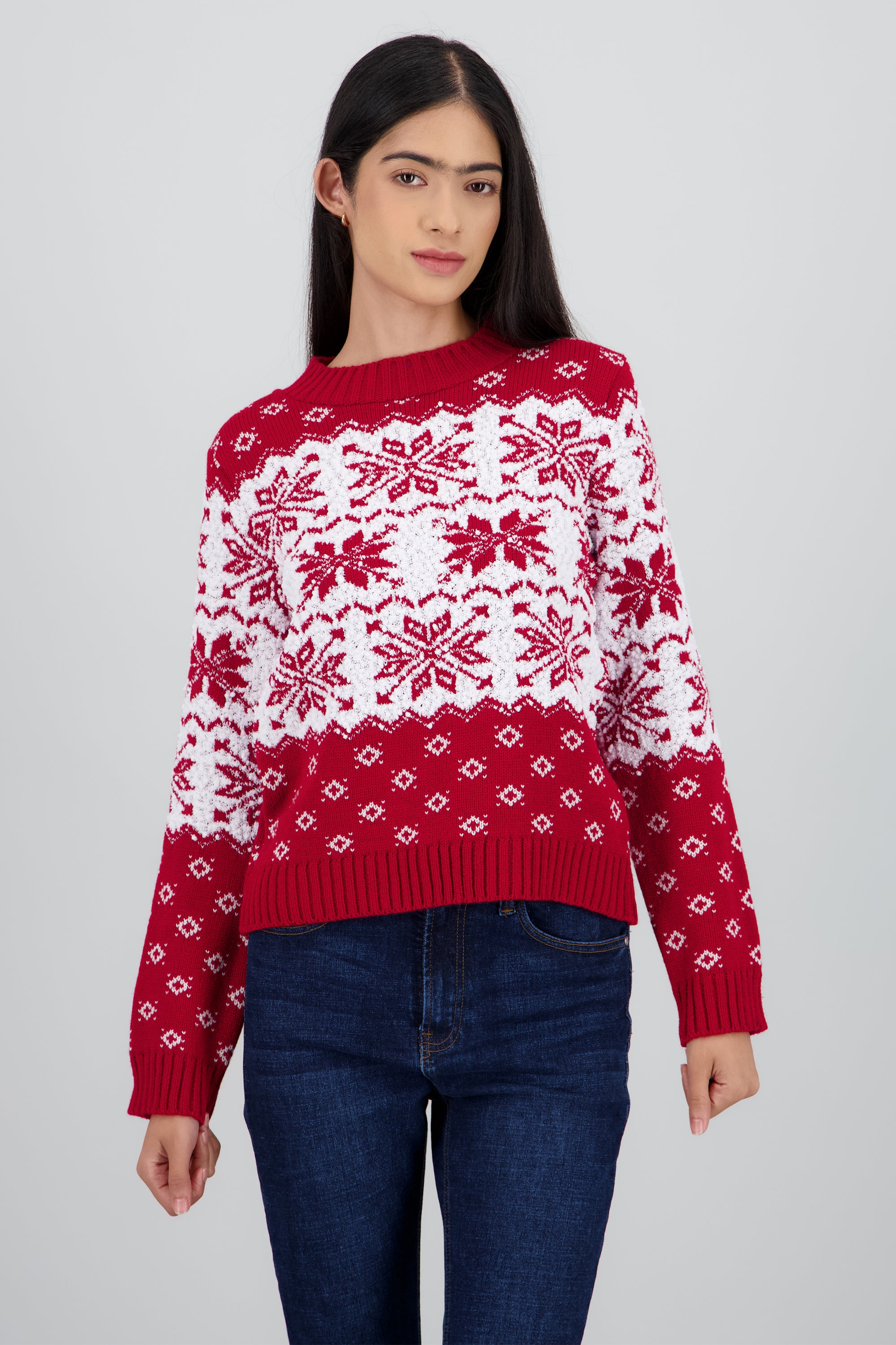 Sueter grecas textura ROJO COMBO