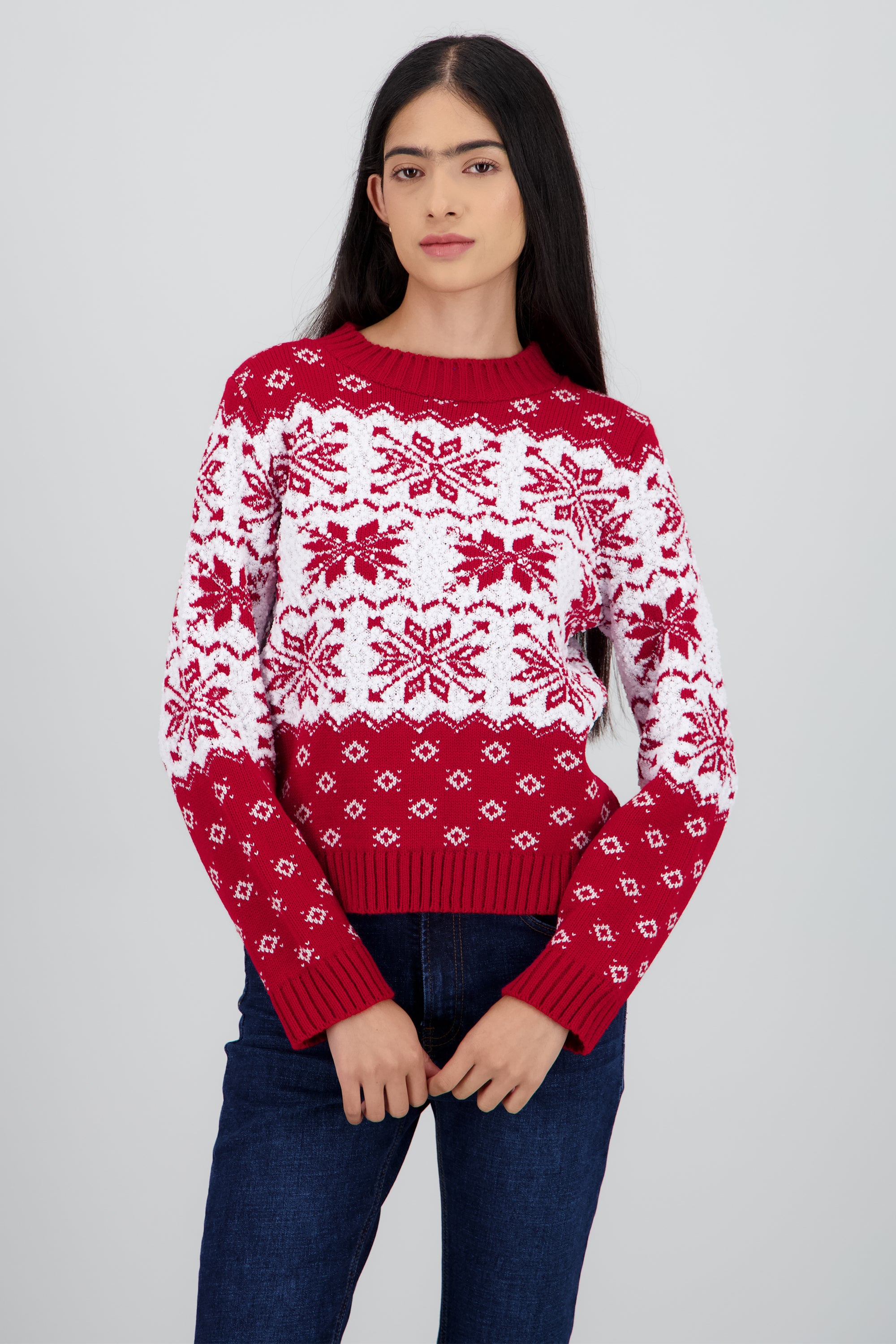 Sueter grecas textura ROJO COMBO