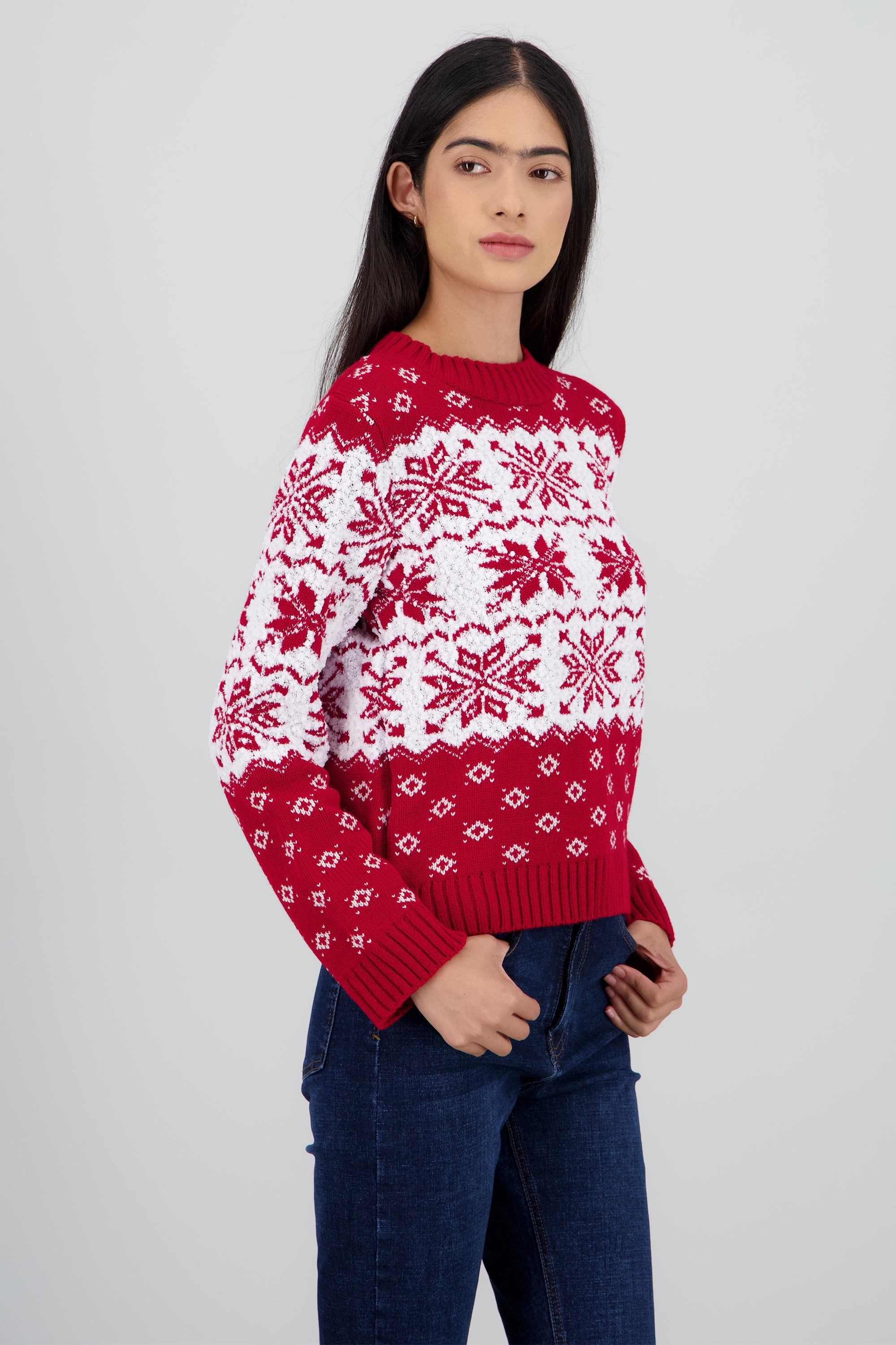 Sueter grecas textura ROJO COMBO