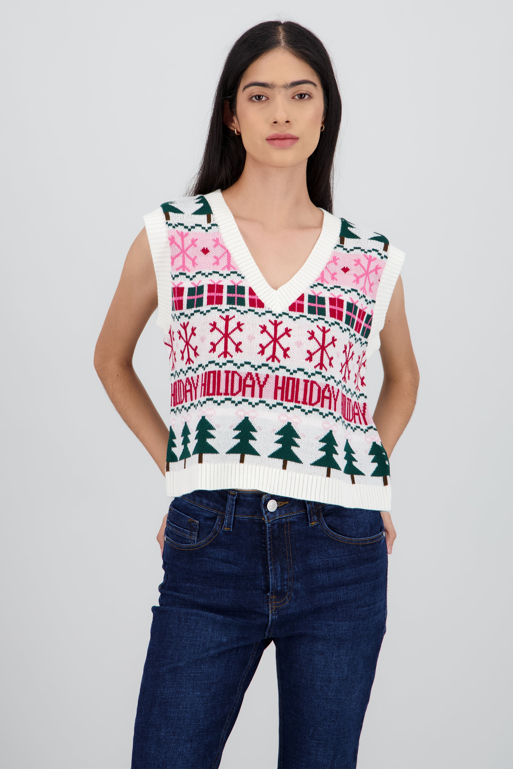 Chaleco navideño holiday BLANCO COMBO