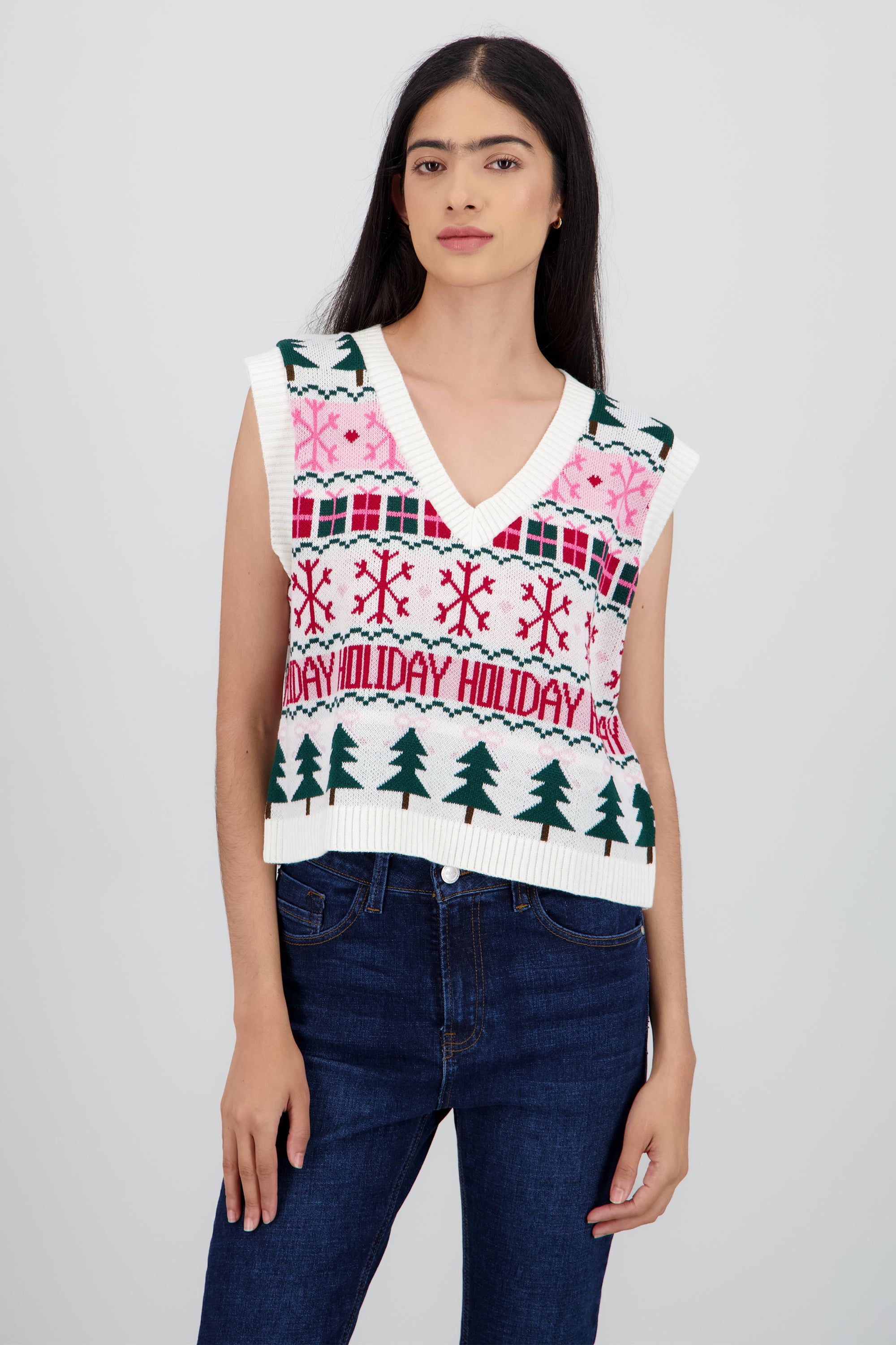 Chaleco navideño holiday BLANCO COMBO