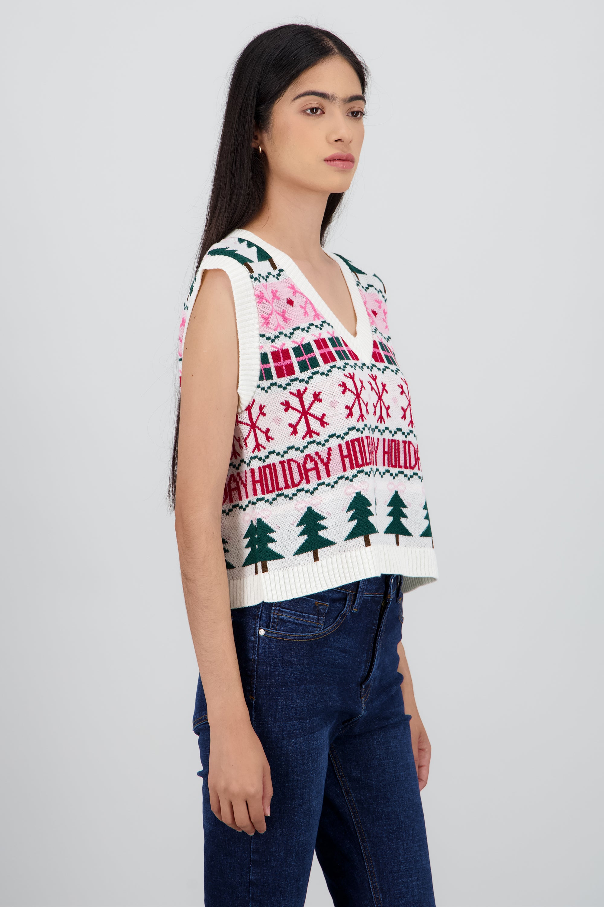Chaleco navideño holiday BLANCO COMBO