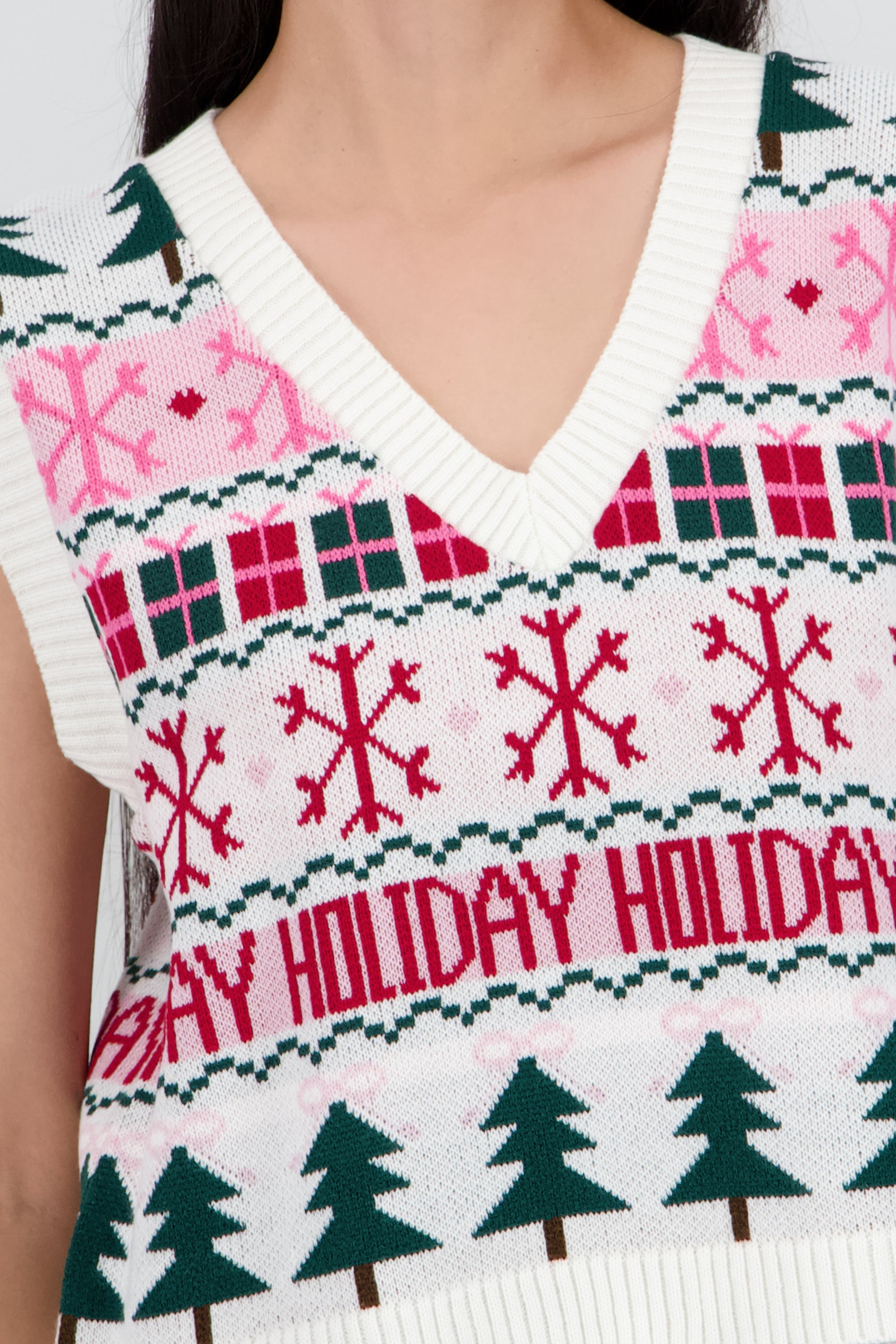 Chaleco navideño holiday BLANCO COMBO