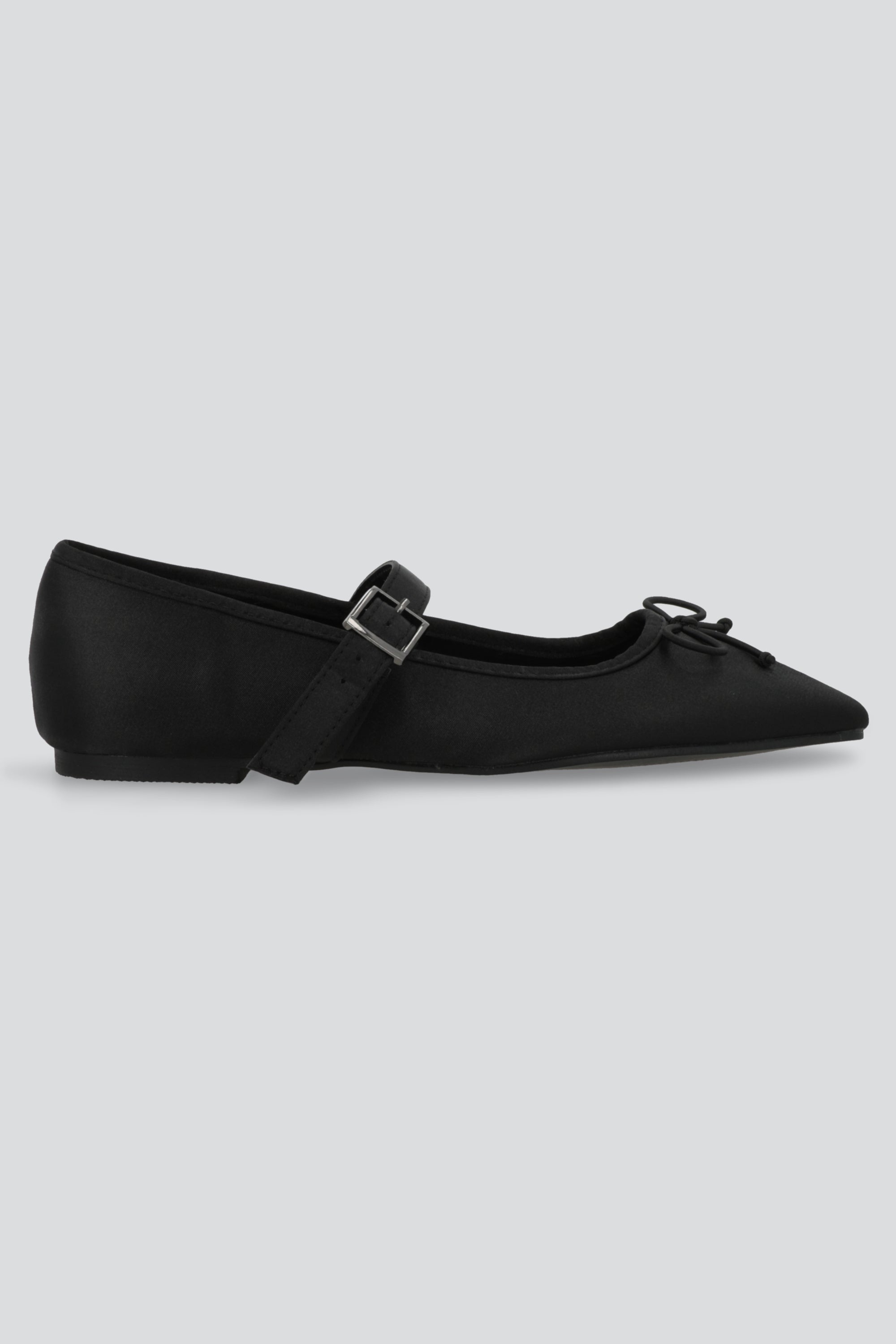 Flat mary jane satin NEGRO