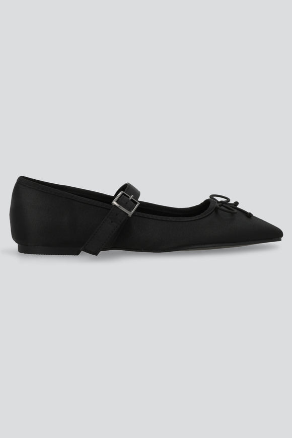 Flat mary jane satin