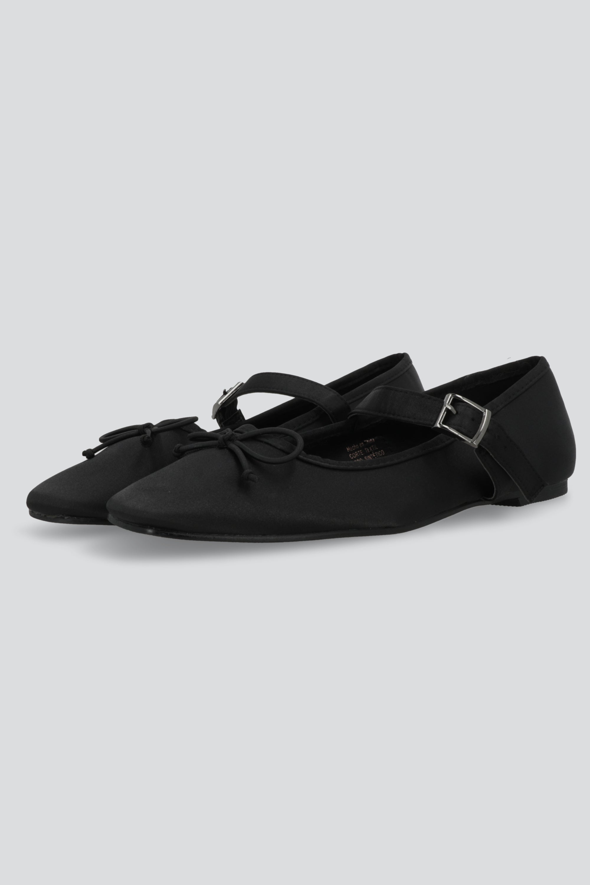 Flat mary jane satin NEGRO