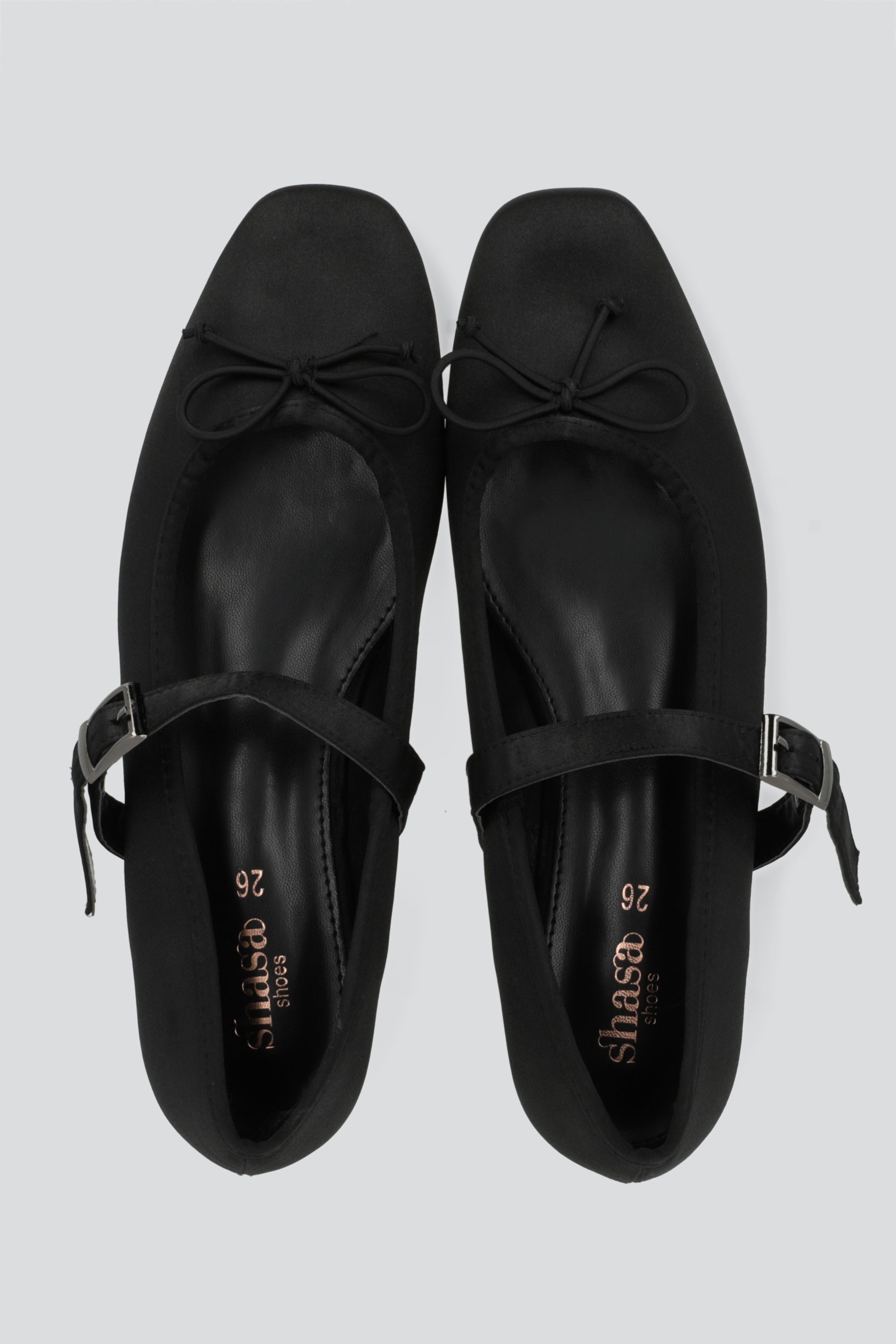 Flat mary jane satin NEGRO