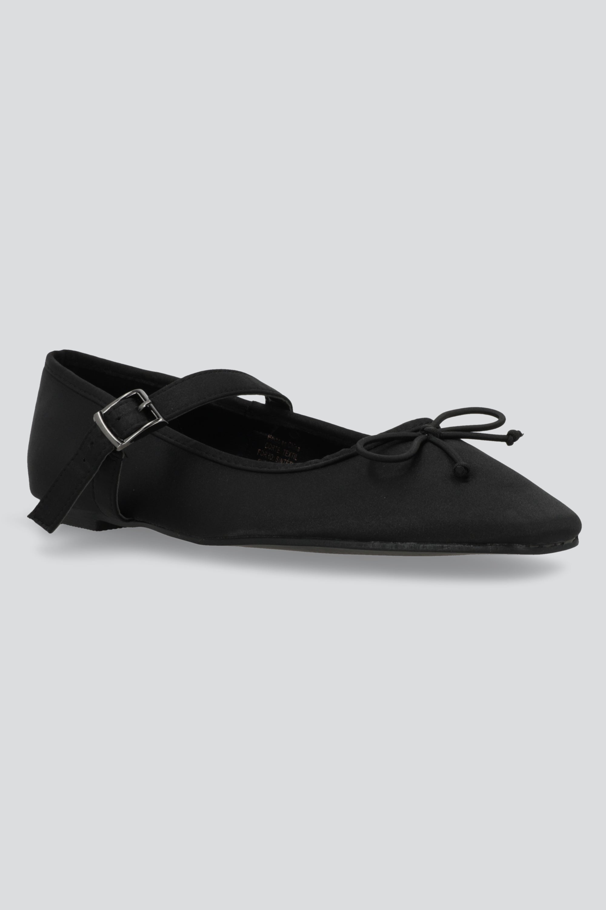 Flat mary jane satin NEGRO