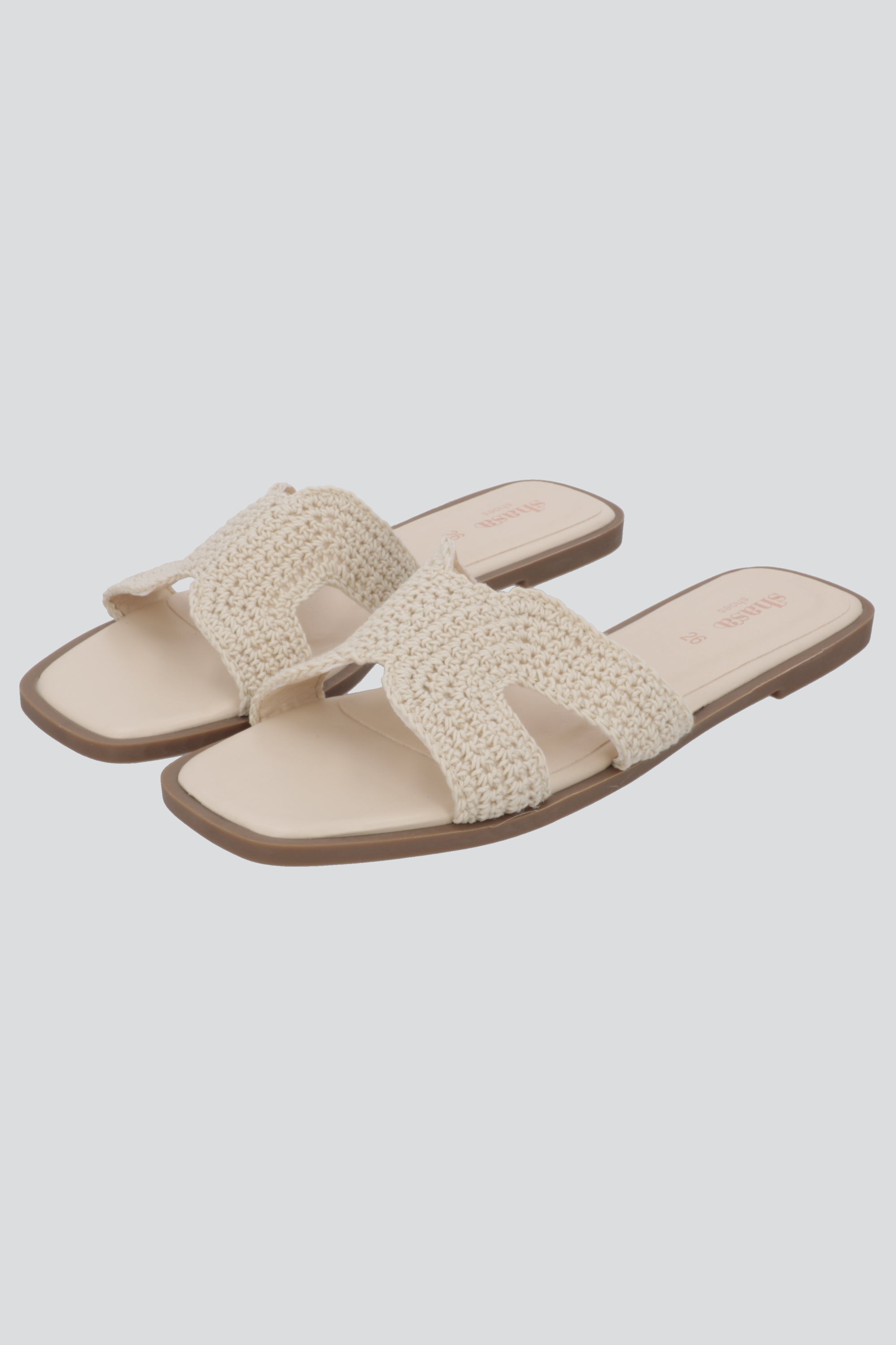 Sandalia greca crochet HUESO