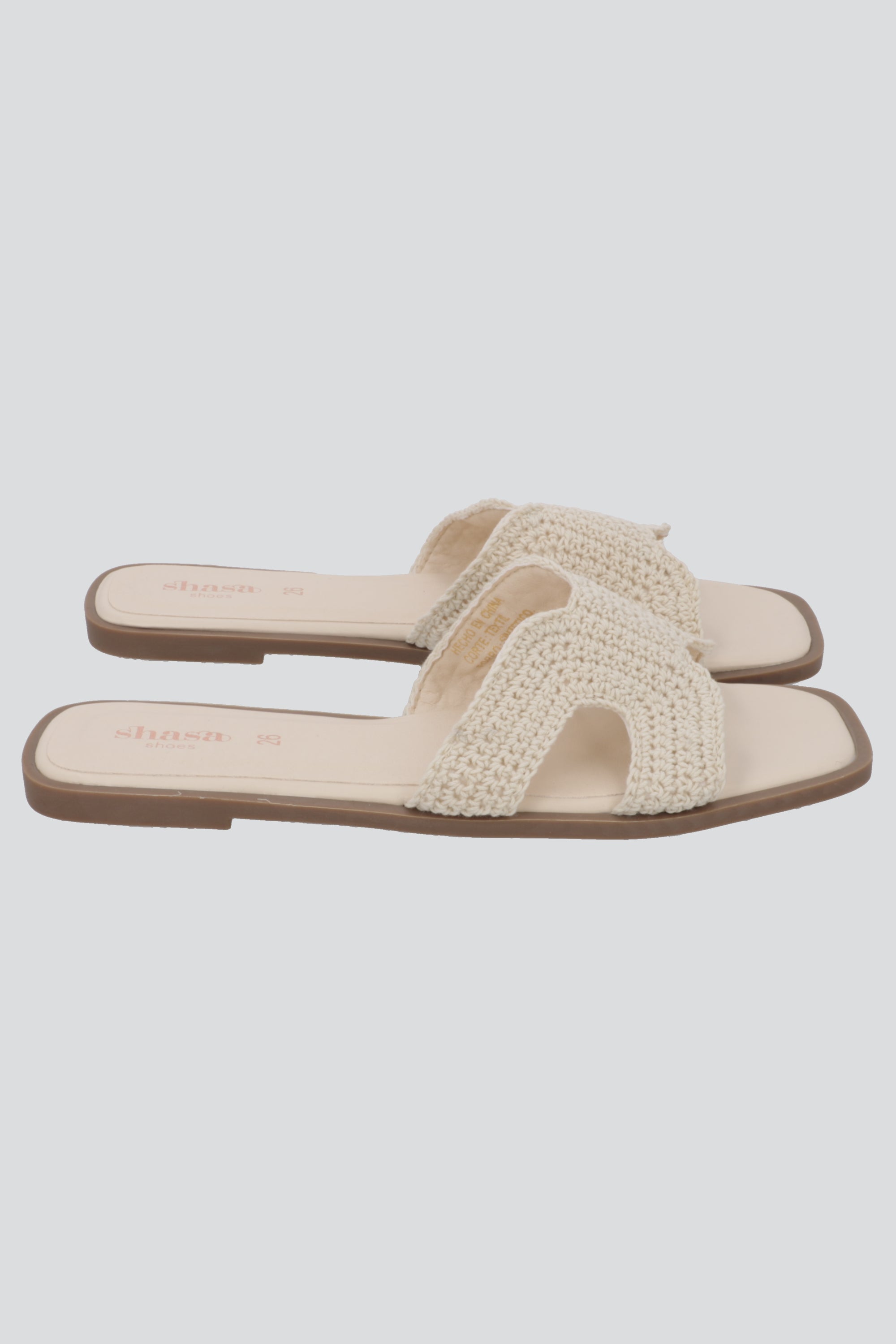 Sandalia greca crochet HUESO