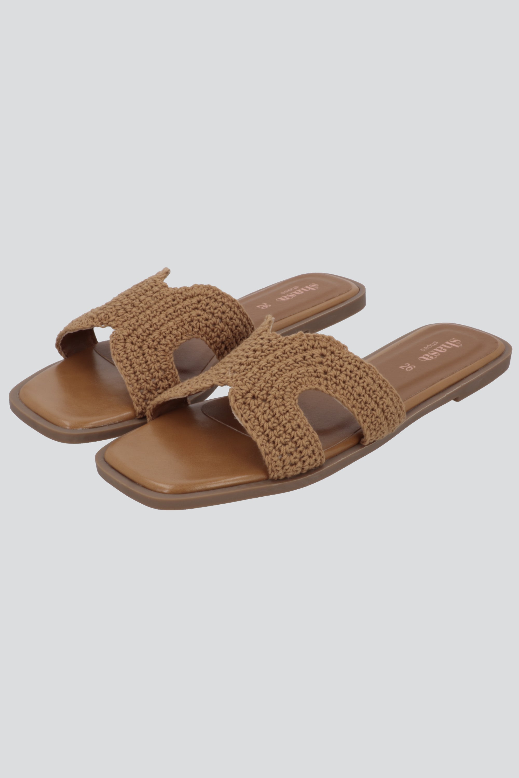 Sandalia greca crochet CAFE