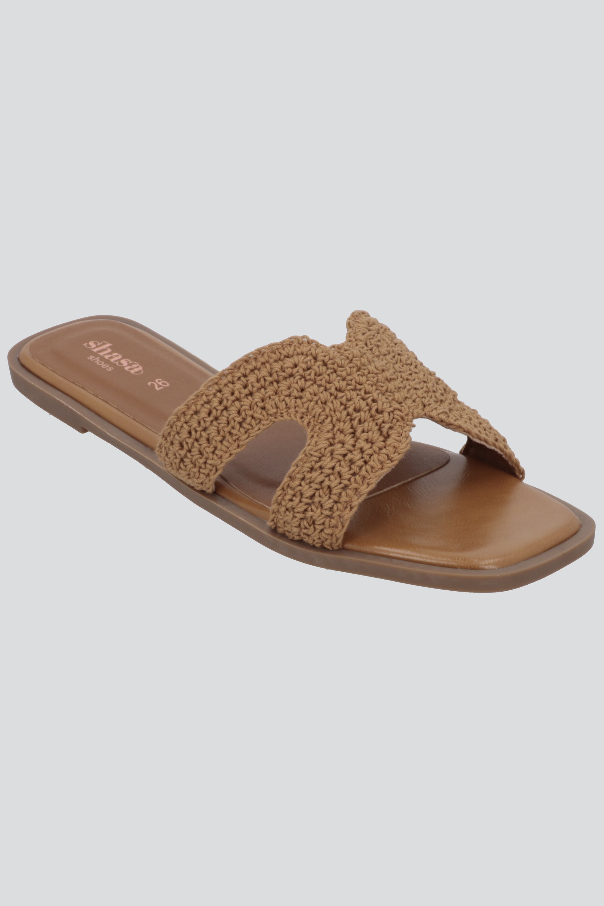 Sandalia greca crochet CAFE