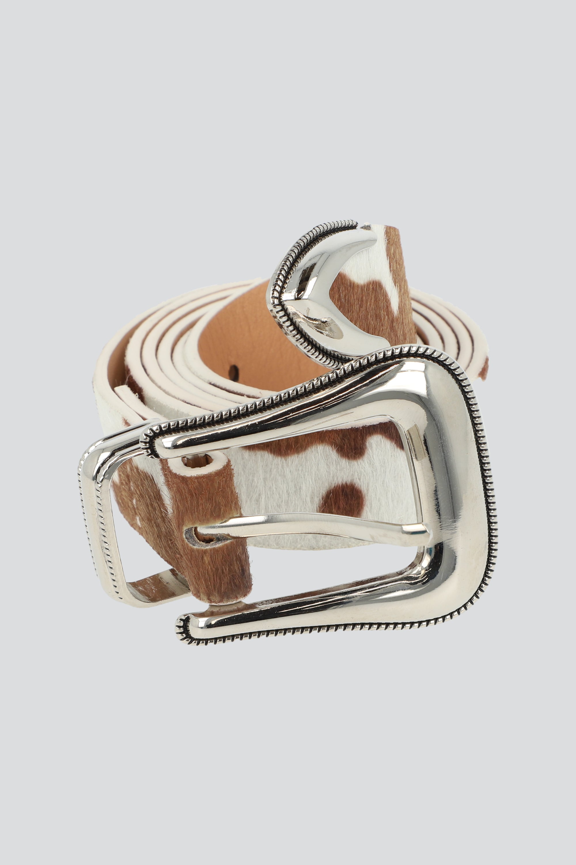 CINTURON COW PRINT HEBILLA VAQUERA TAN
