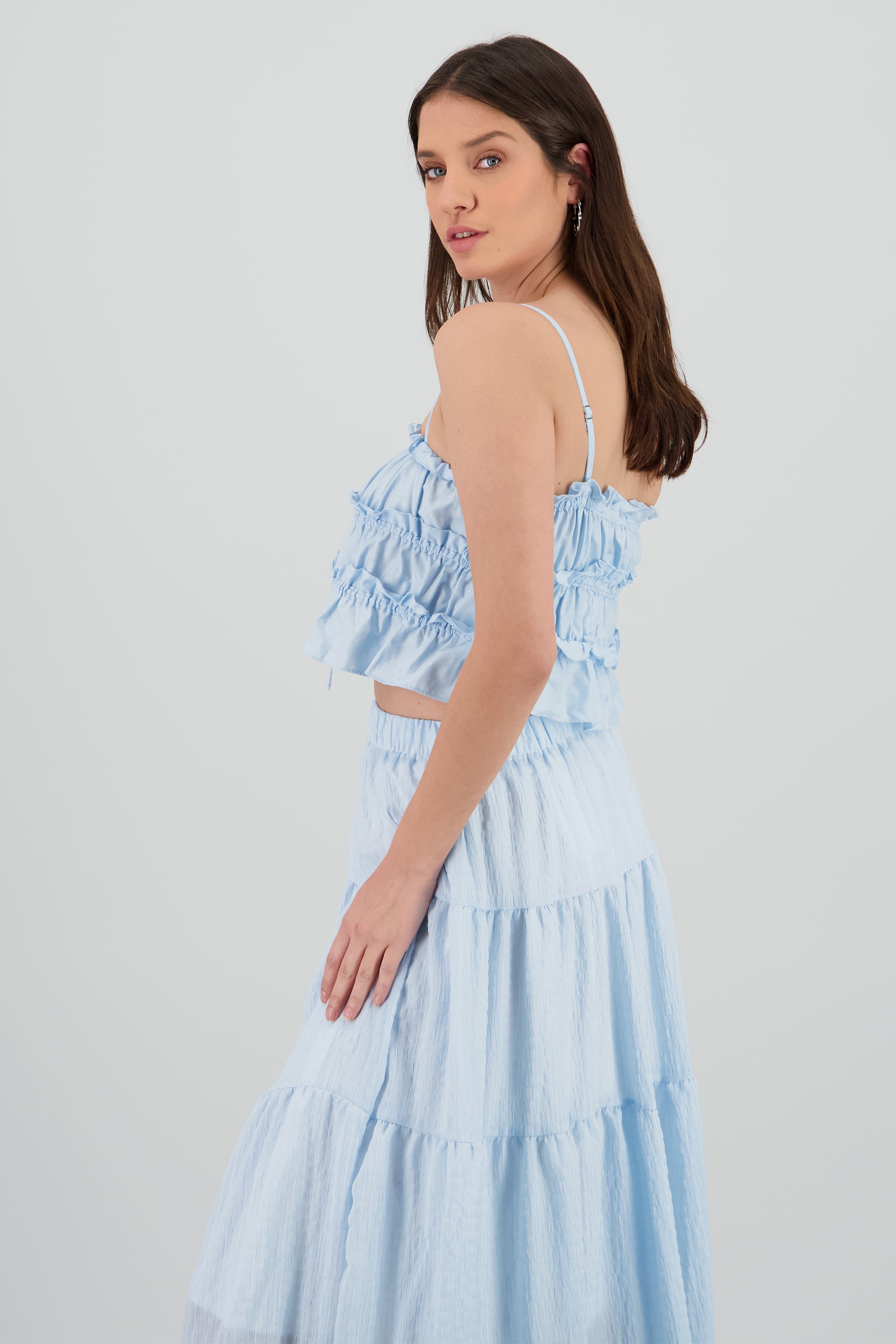 Blusa tirantes con amarre moños AZUL CIELO