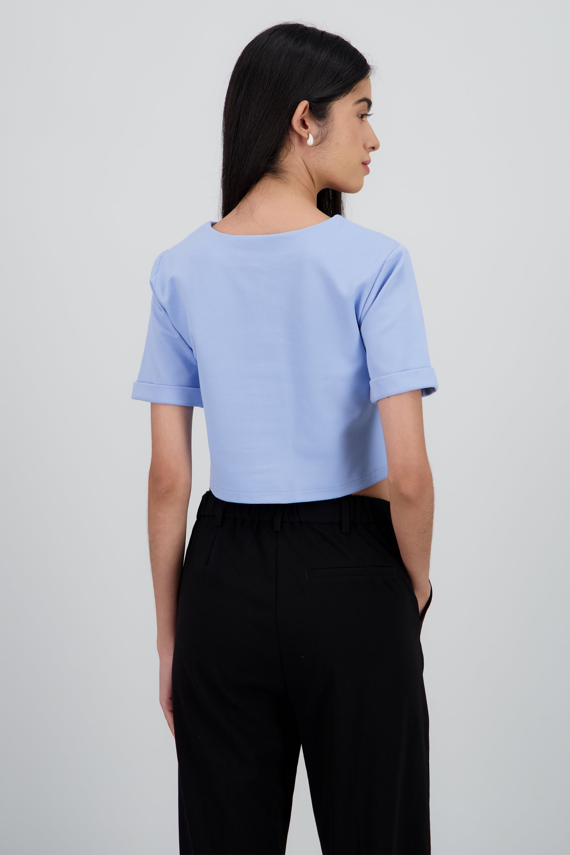 Top botones manga corta AZUL CIELO