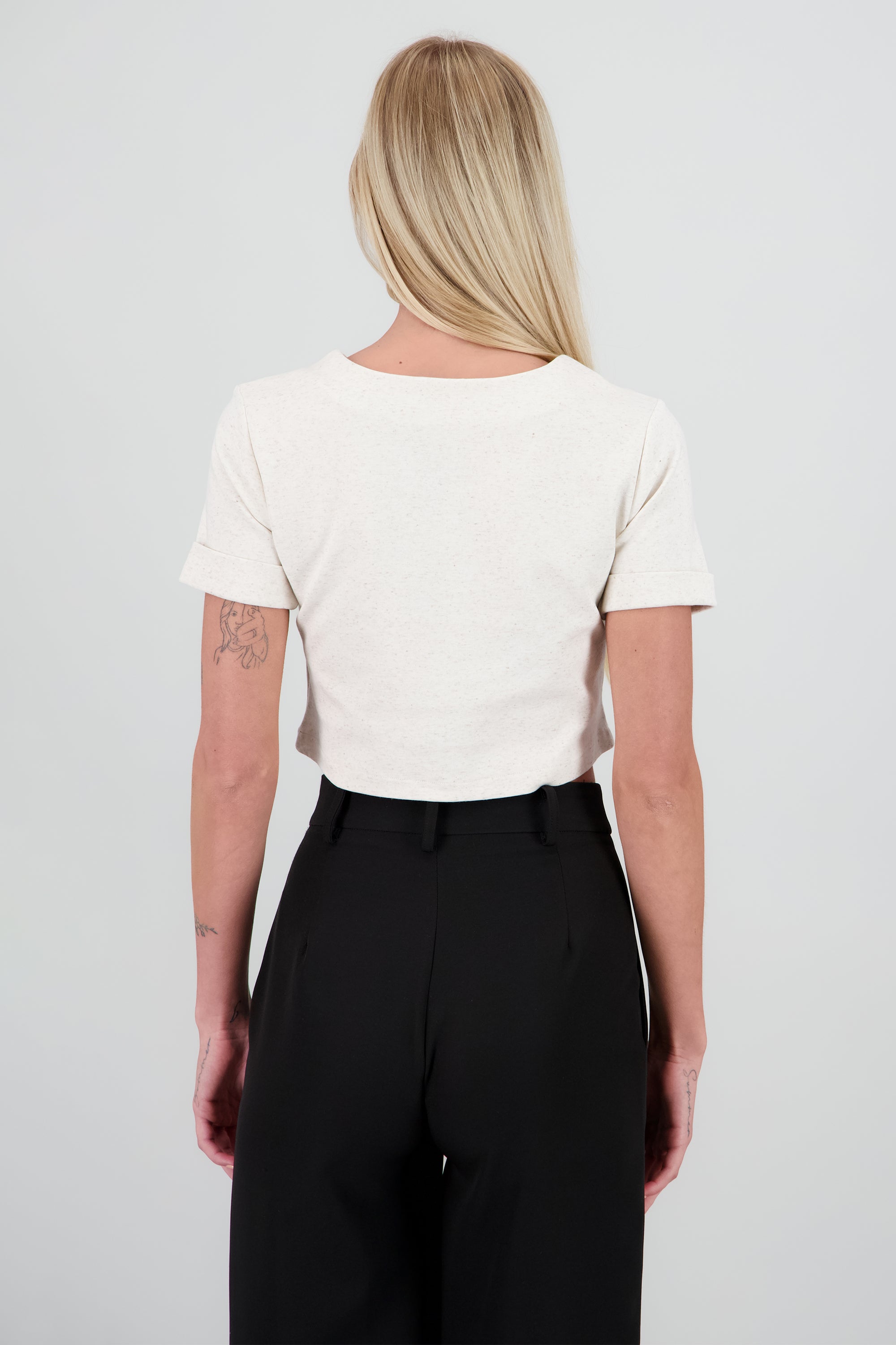Top botones manga corta CREMA