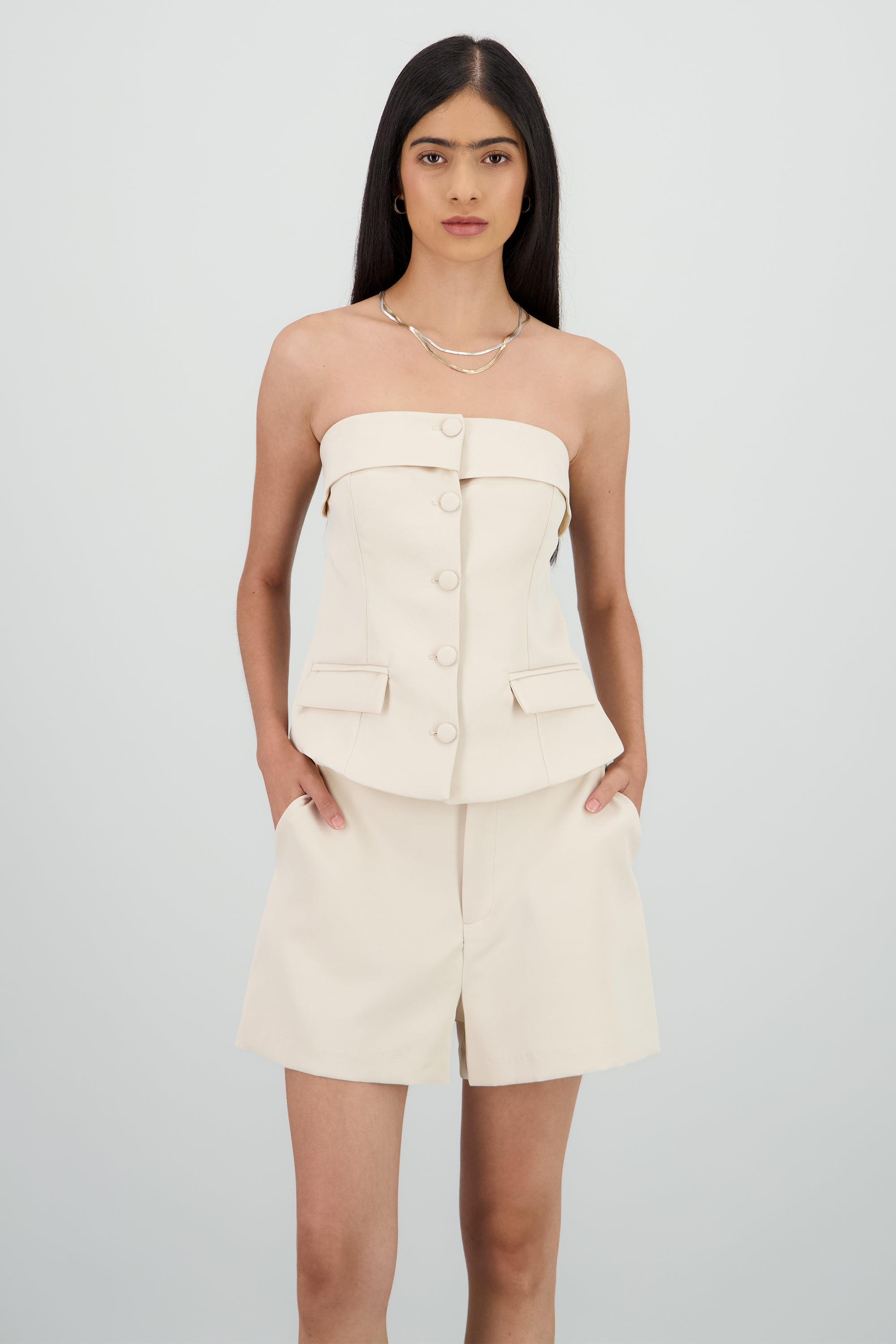 Top sastre flap botones CREMA