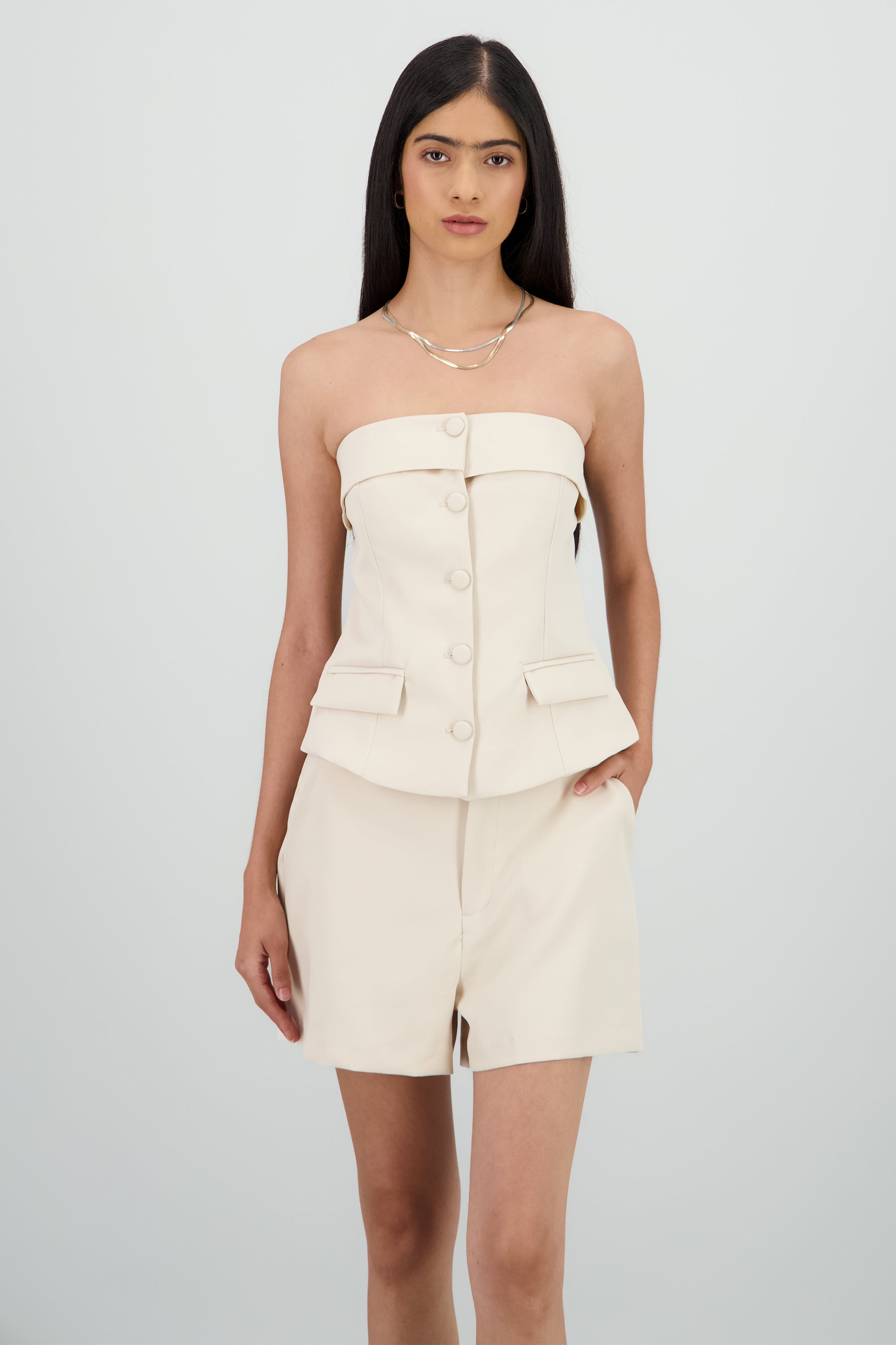 Top sastre flap botones CREMA