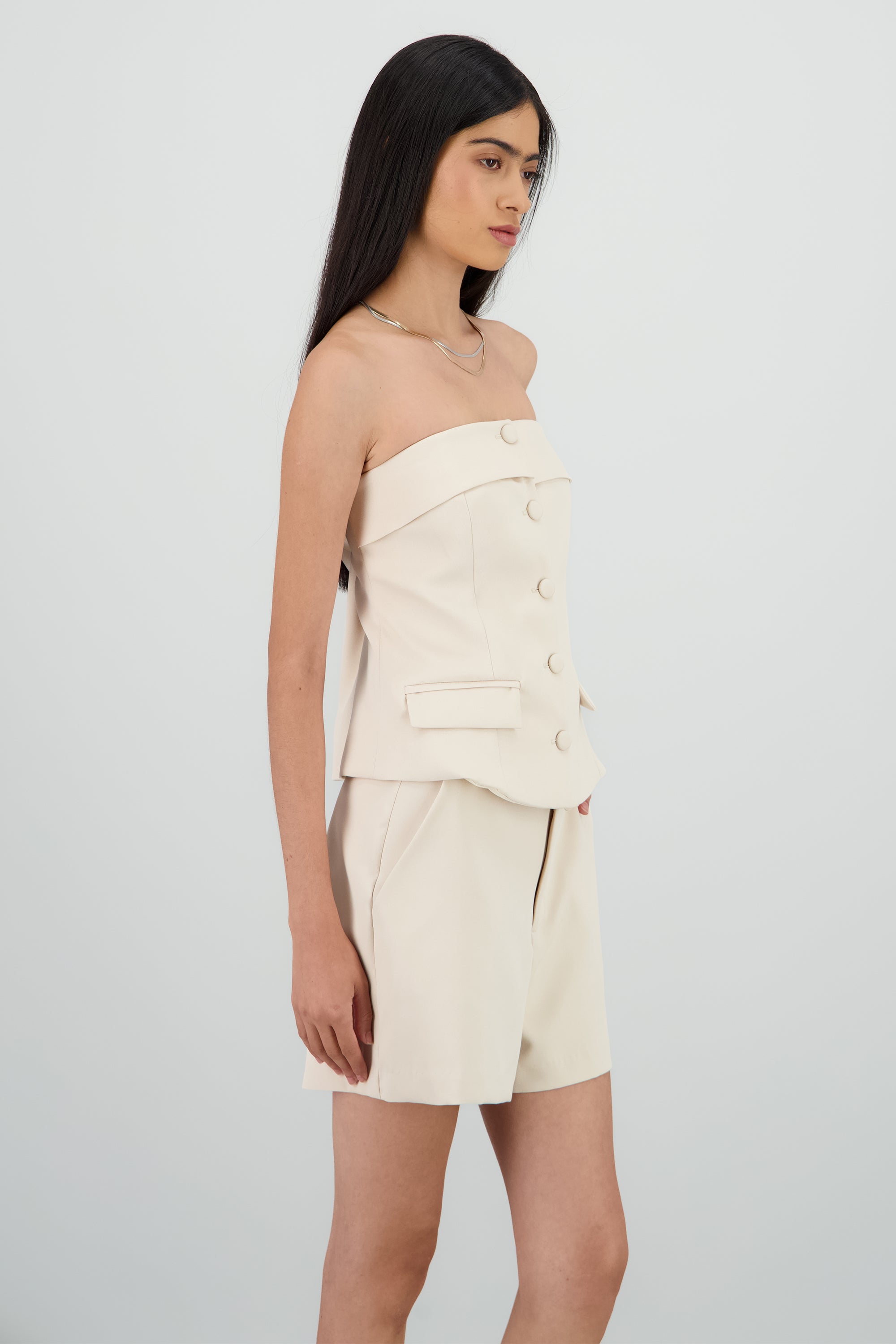 Top sastre flap botones CREMA