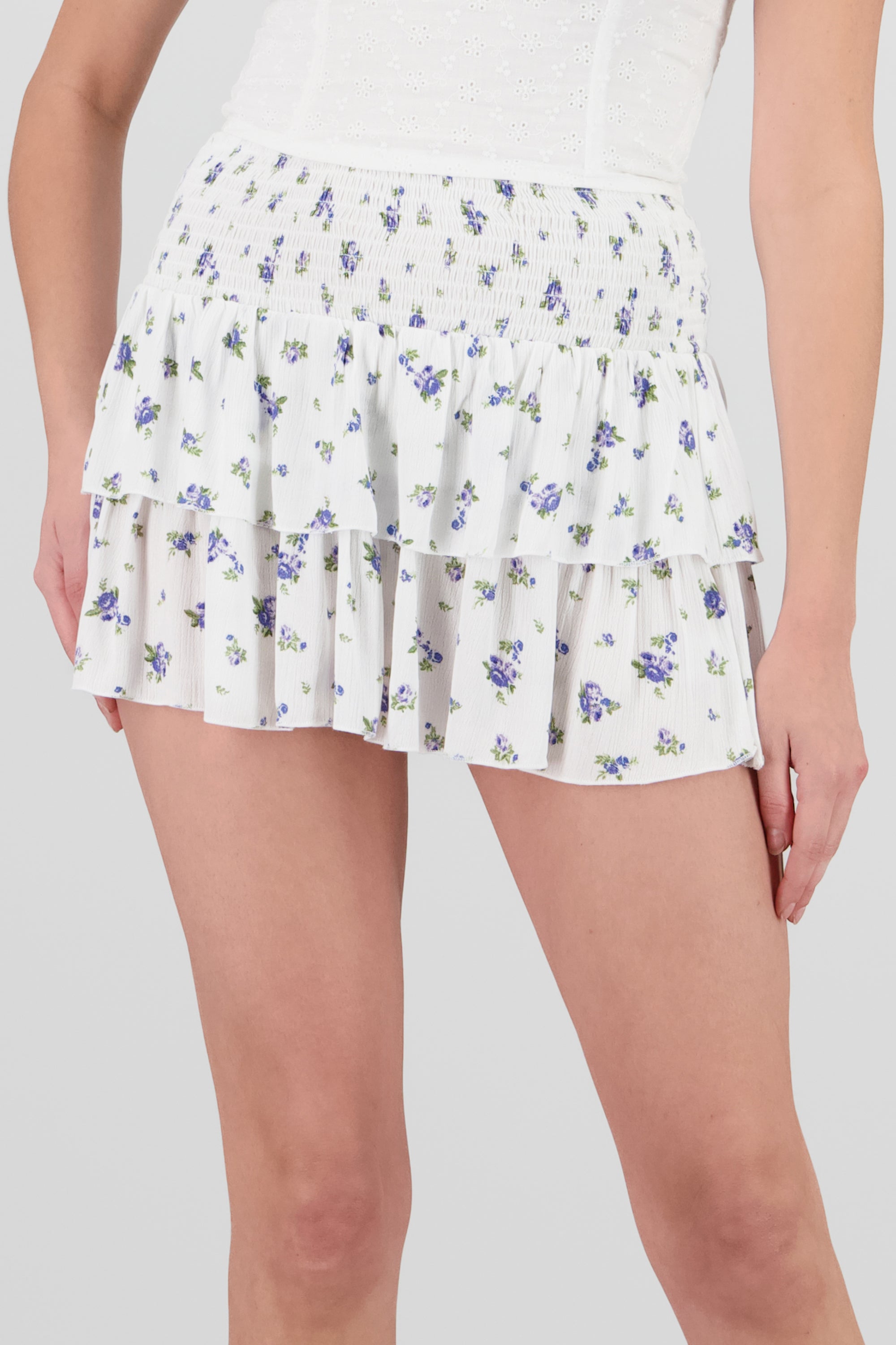 Falda mini olanes flores AZUL COMBO